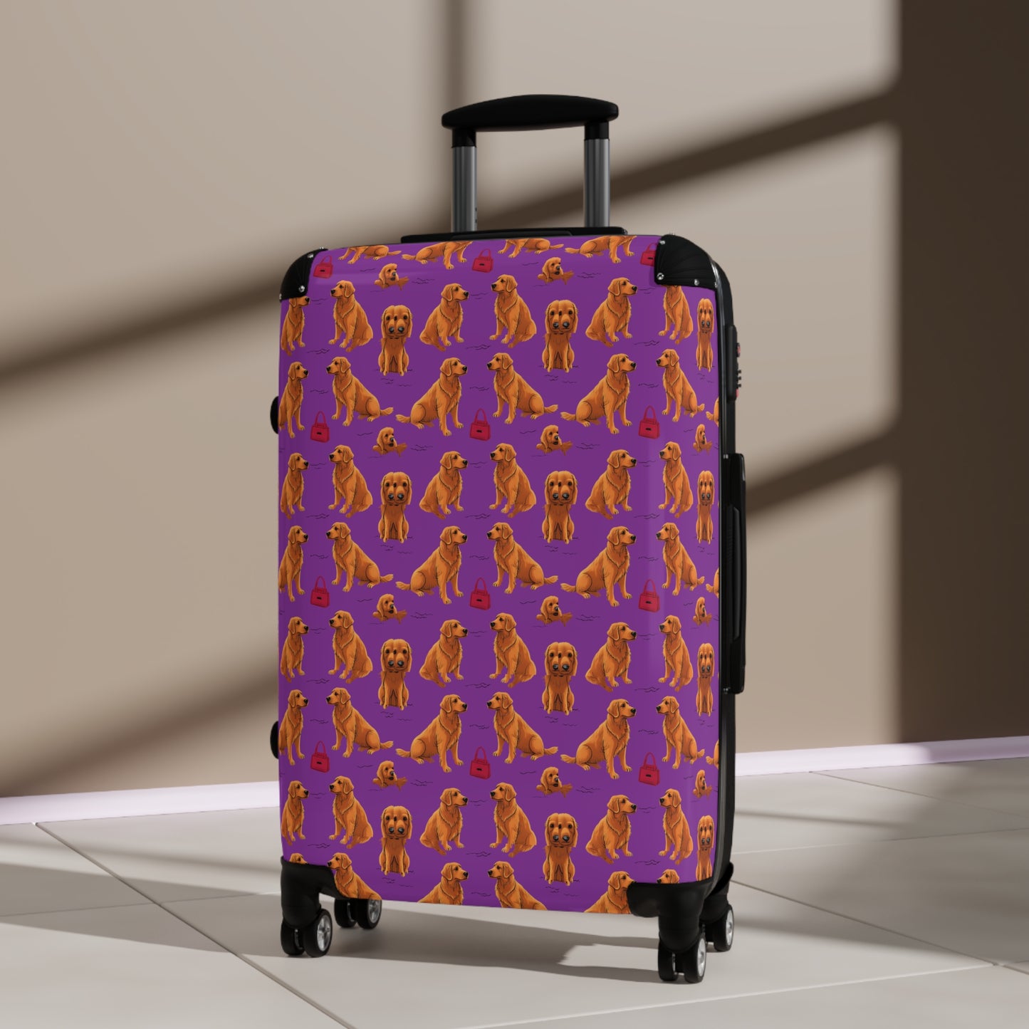 "Golden Retrievel" Pattern Travel Suitcase - Reinforced Lightweight Super Durable, Vacation Essential, Dog Theme Travel Gear