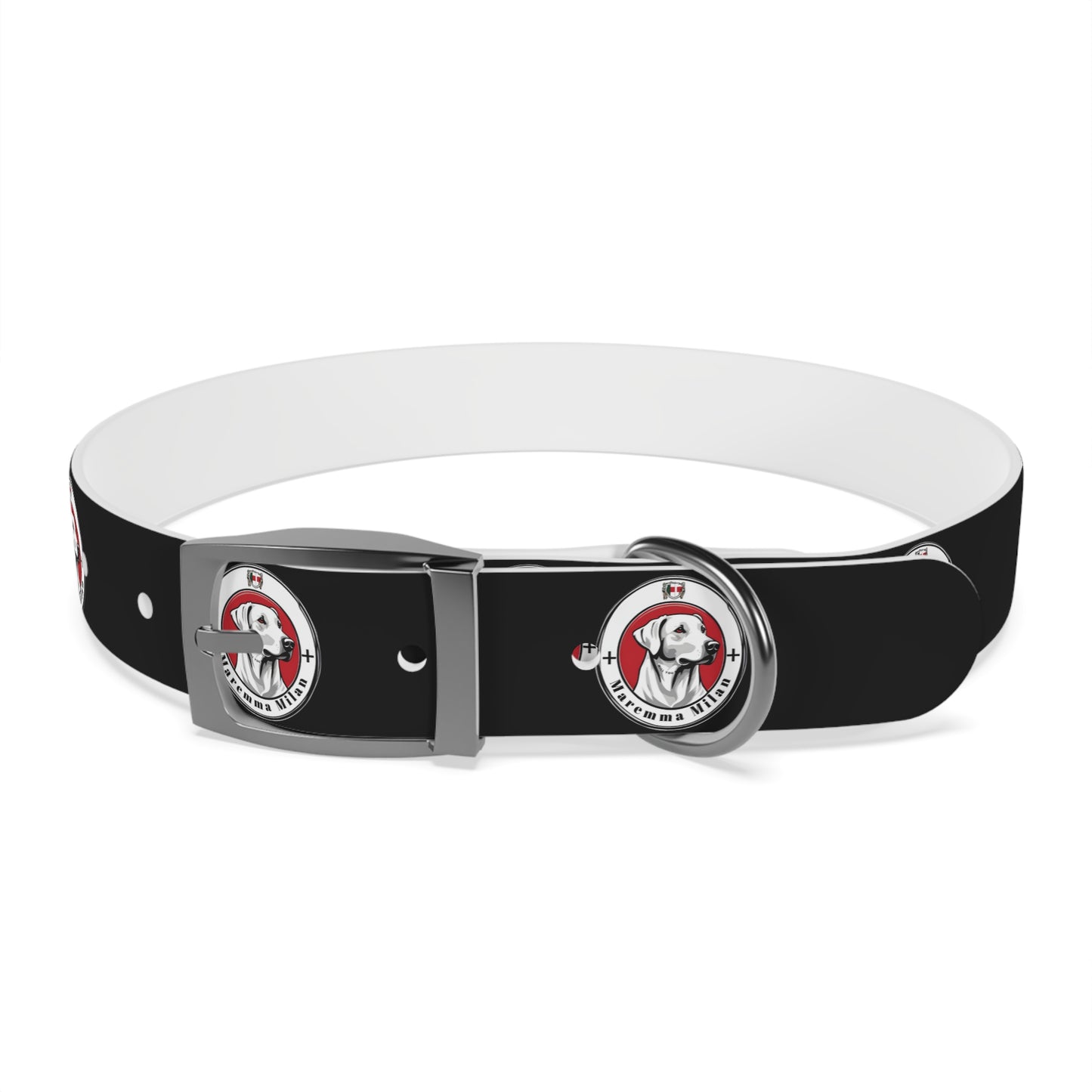 Dog Collar, Adjustable, Waterproff, Durable, Hypoallergenic Black Dog Collar with Maremma Logo,