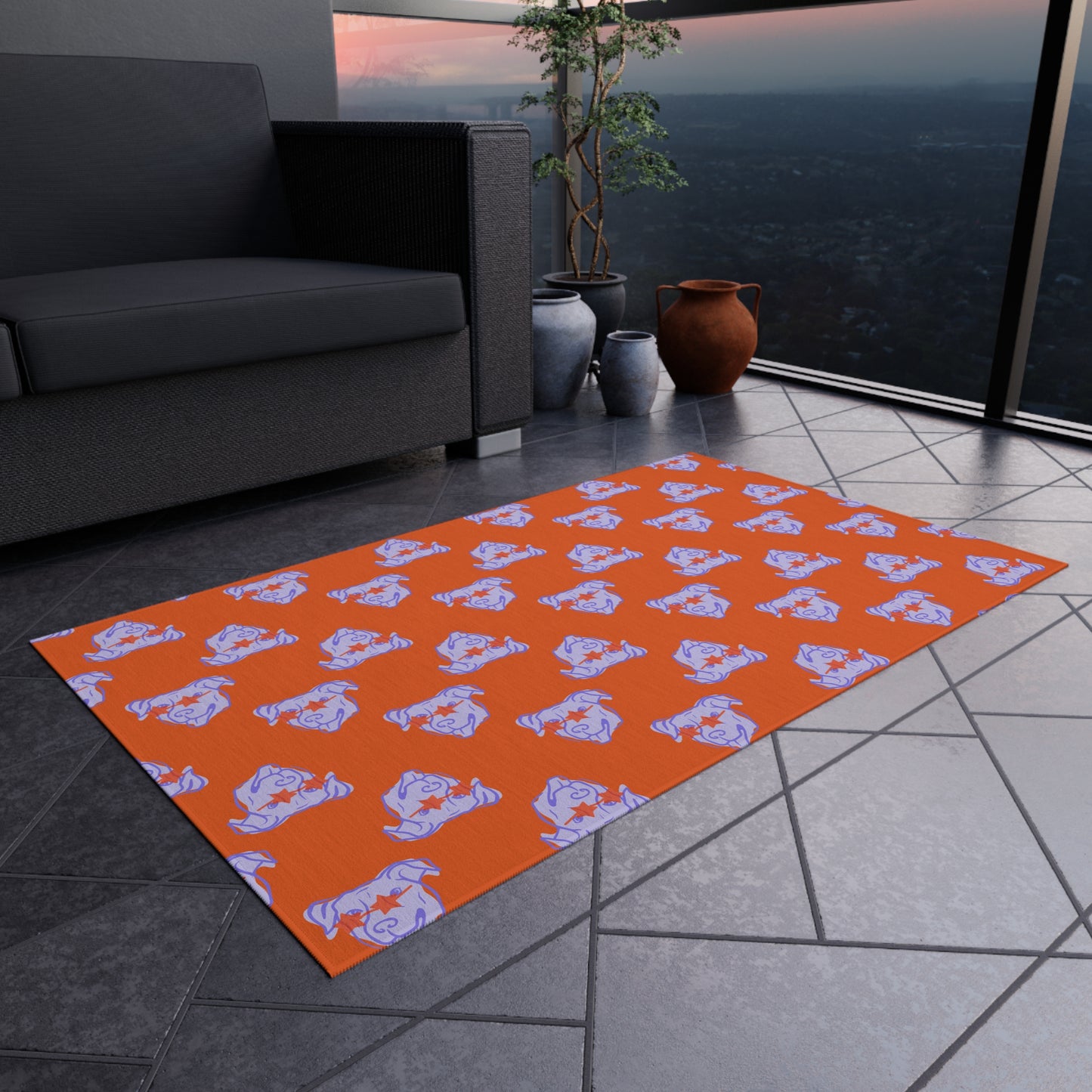 Vibrant Outdoor Rug with Playful Pet Design - Perfect for Patios and Porches
