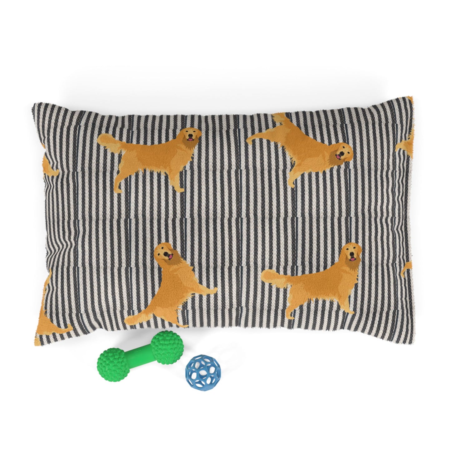 Cozy Golden Retriever Pet Bed - Comfortable Dog Cushion with Striped Design