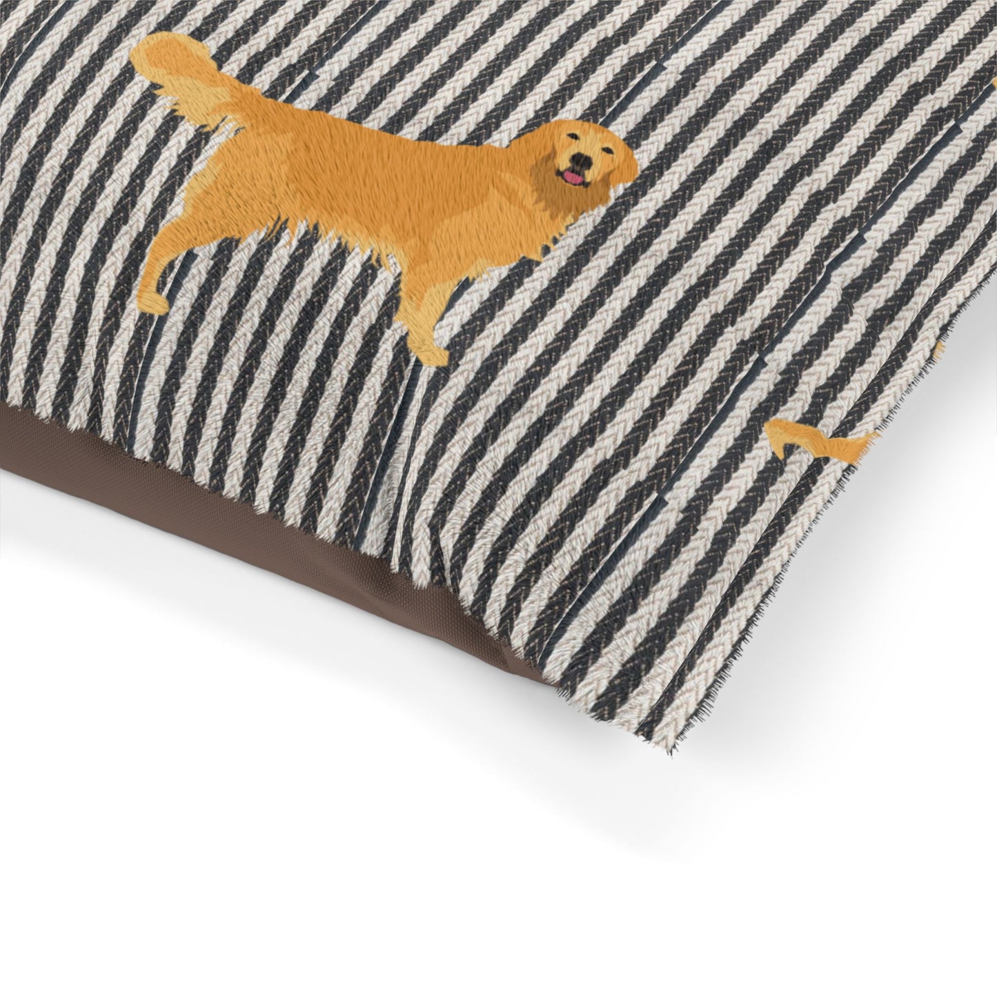 Cozy Golden Retriever Pet Bed - Comfortable Dog Cushion with Striped Design