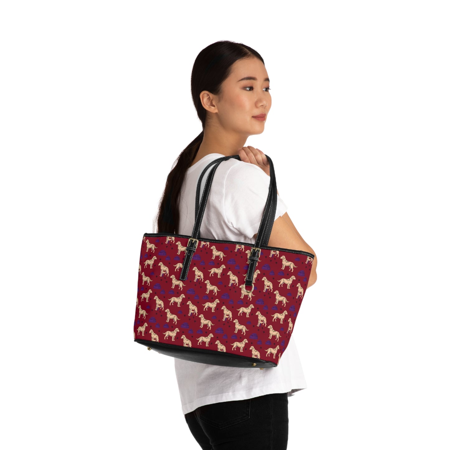 Stylish PU Leather Shoulder Bag with Dog Pattern, Tote for Pet Lovers, Gift for Dog Owners, Handbag for Everyday Use, Fashion Statement Bag