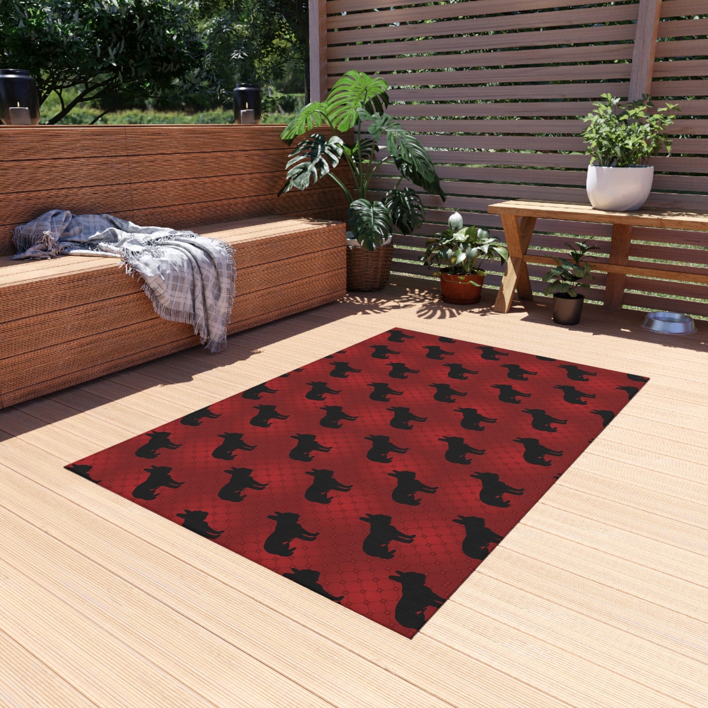 Cozy Outdoor Rug for Patios, Decks, and Picnics, "Bulldog" Design, Soft and Durable Surface for Outdoor Gatherings