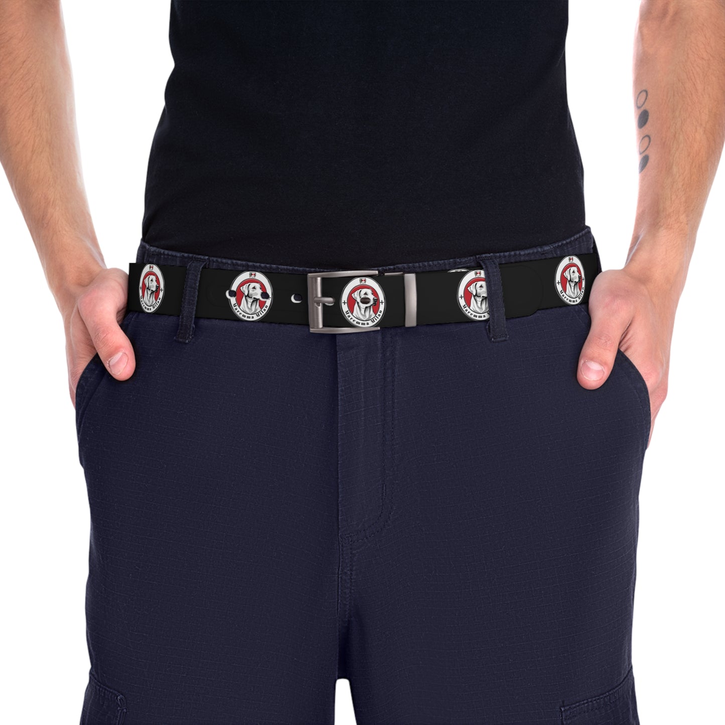 Belt for Everyday Wear, Waterproof, Black with "Maremma" Logo, Adjustable Waist Belt