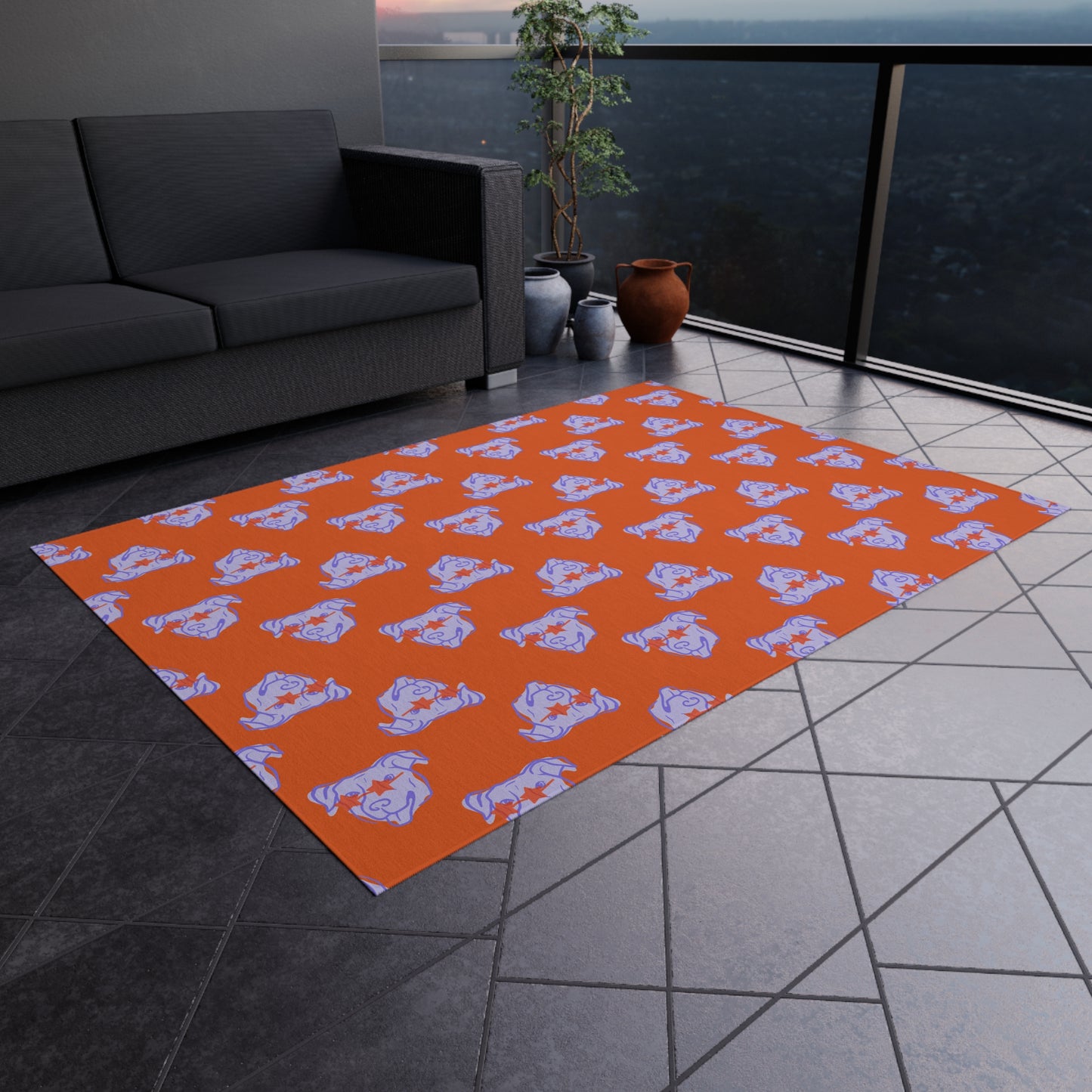 Vibrant Outdoor Rug with Playful Pet Design - Perfect for Patios and Porches