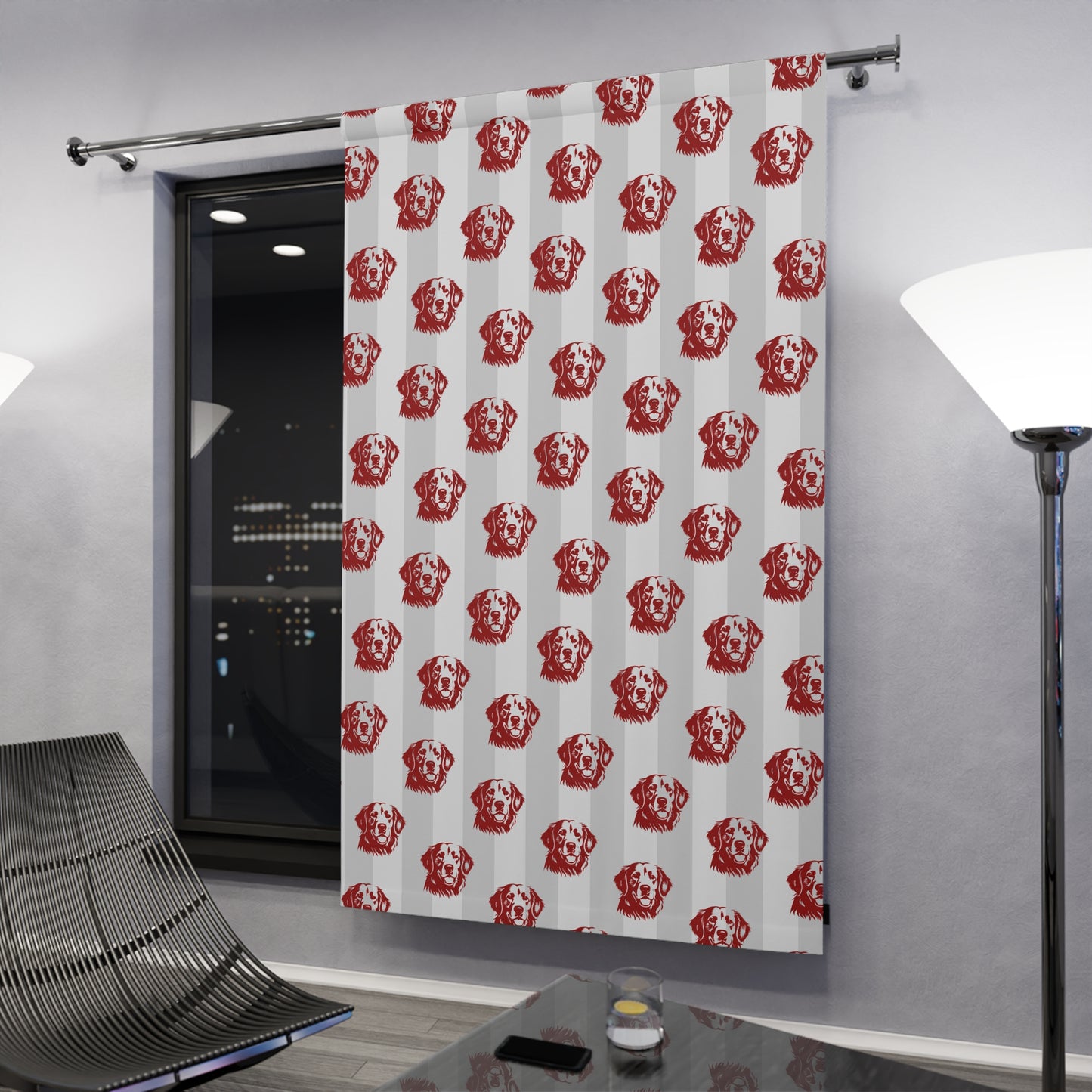 Dog Print Window Curtains "Golden Retriever" Design, Dog Lover Decor, Gift for Dog Owners