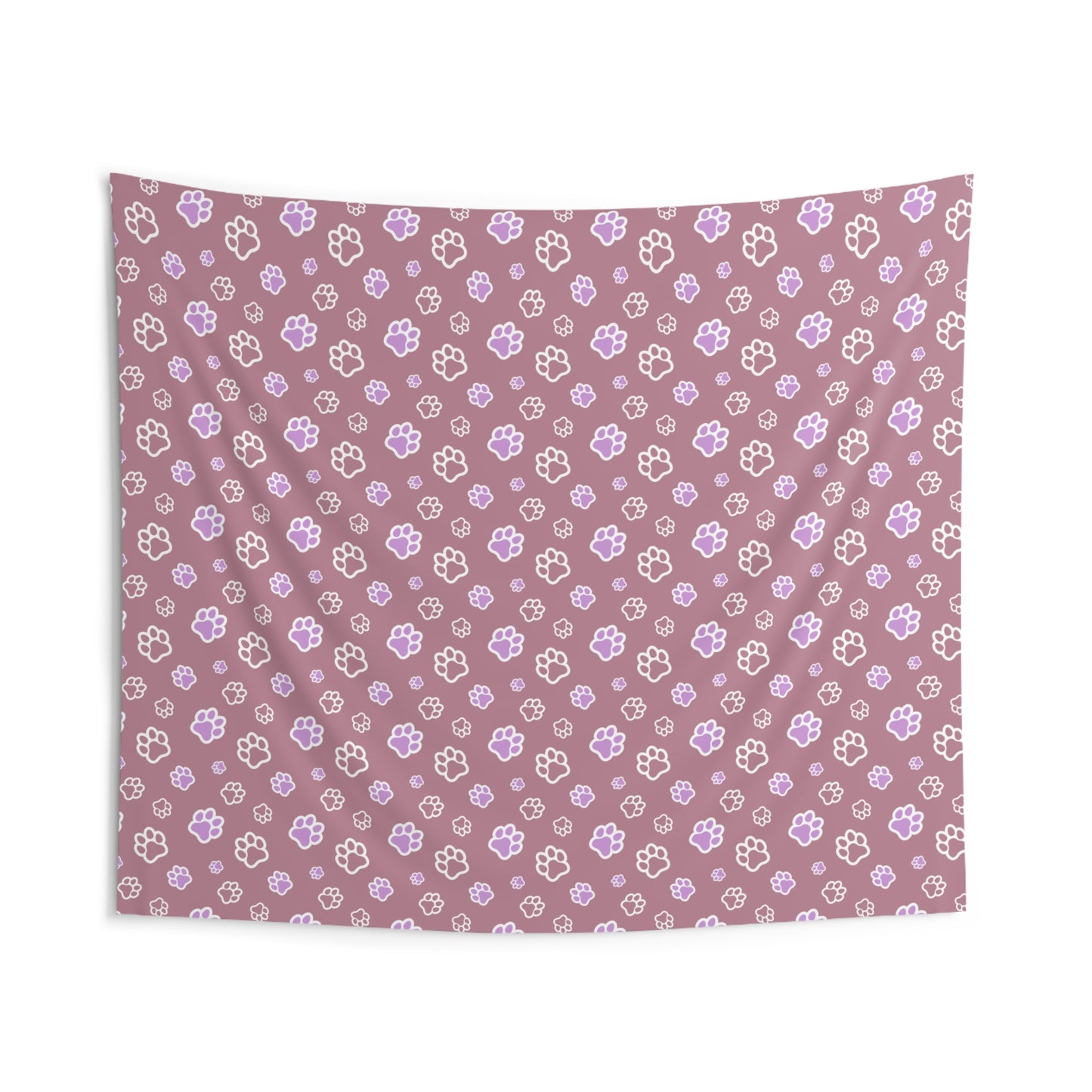 Cute Pink Paw Print Indoor Wall Tapestry