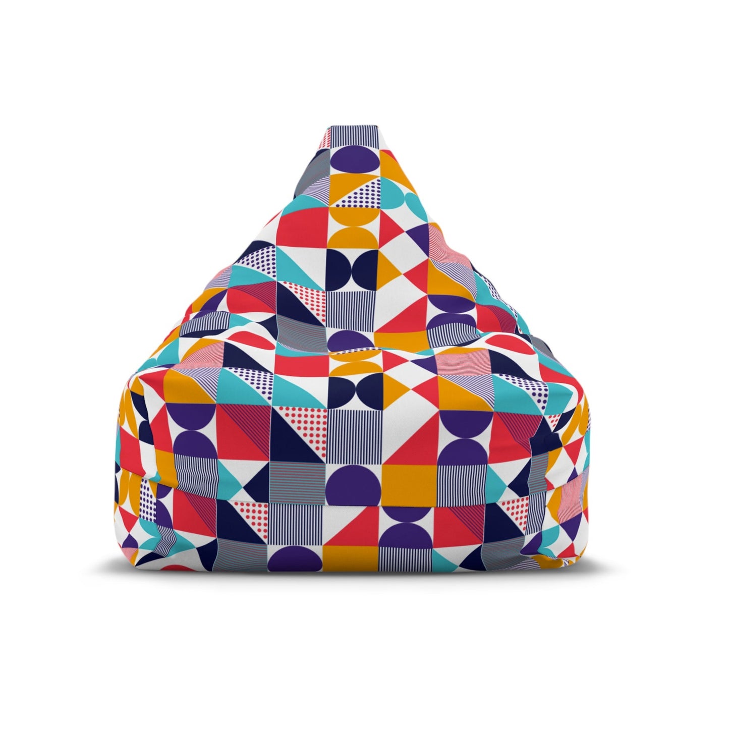 (New) Colorful Geometric Bean Bag Chair Cover - Fun & Cozy Seating for All Ages