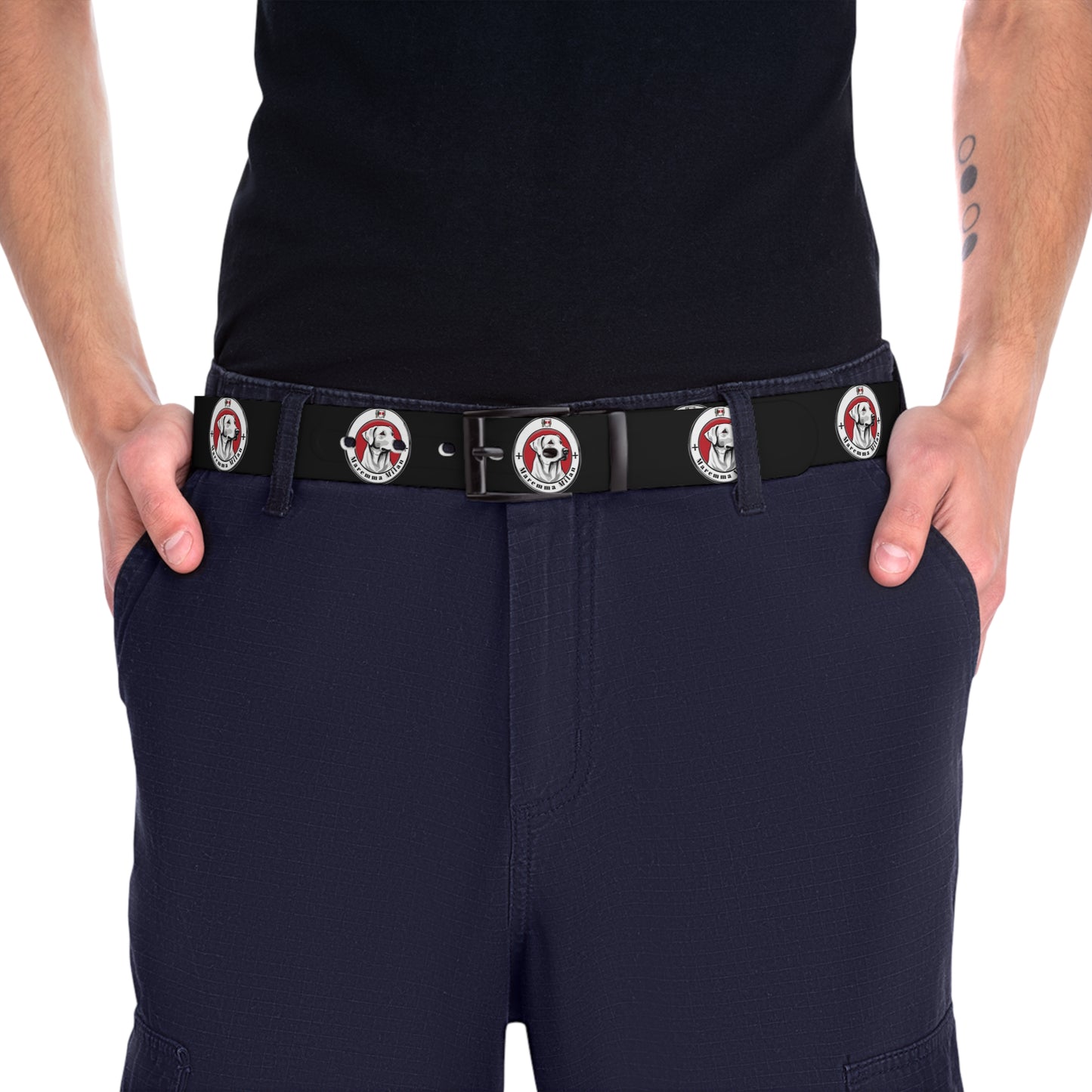 Belt for Everyday Wear, Waterproof, Black with "Maremma" Logo, Adjustable Waist Belt