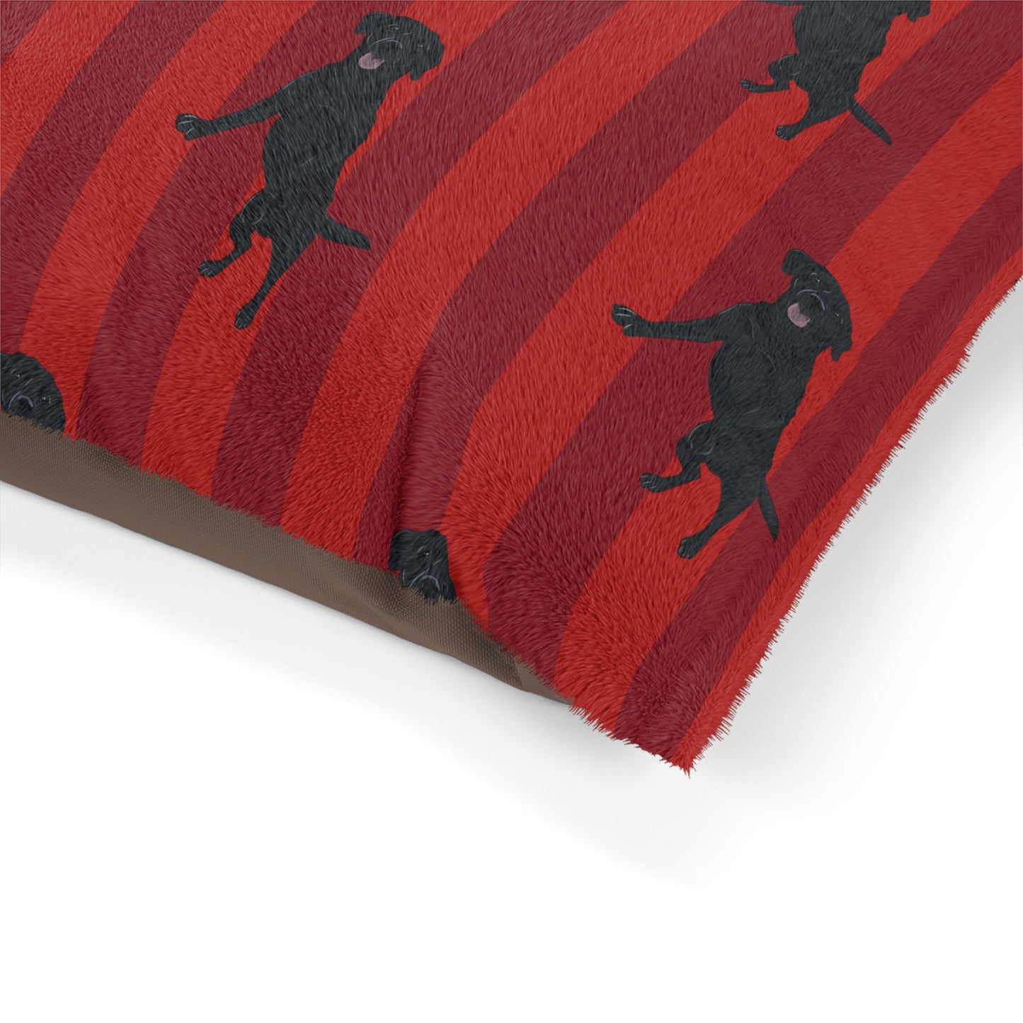 Cozy Dog Bed Shape Retaining, Premium Look and Fell Dog Pillow, Red Stripe "Labrador" Cushion, Maximum Relaxation Comfy Dog Bed