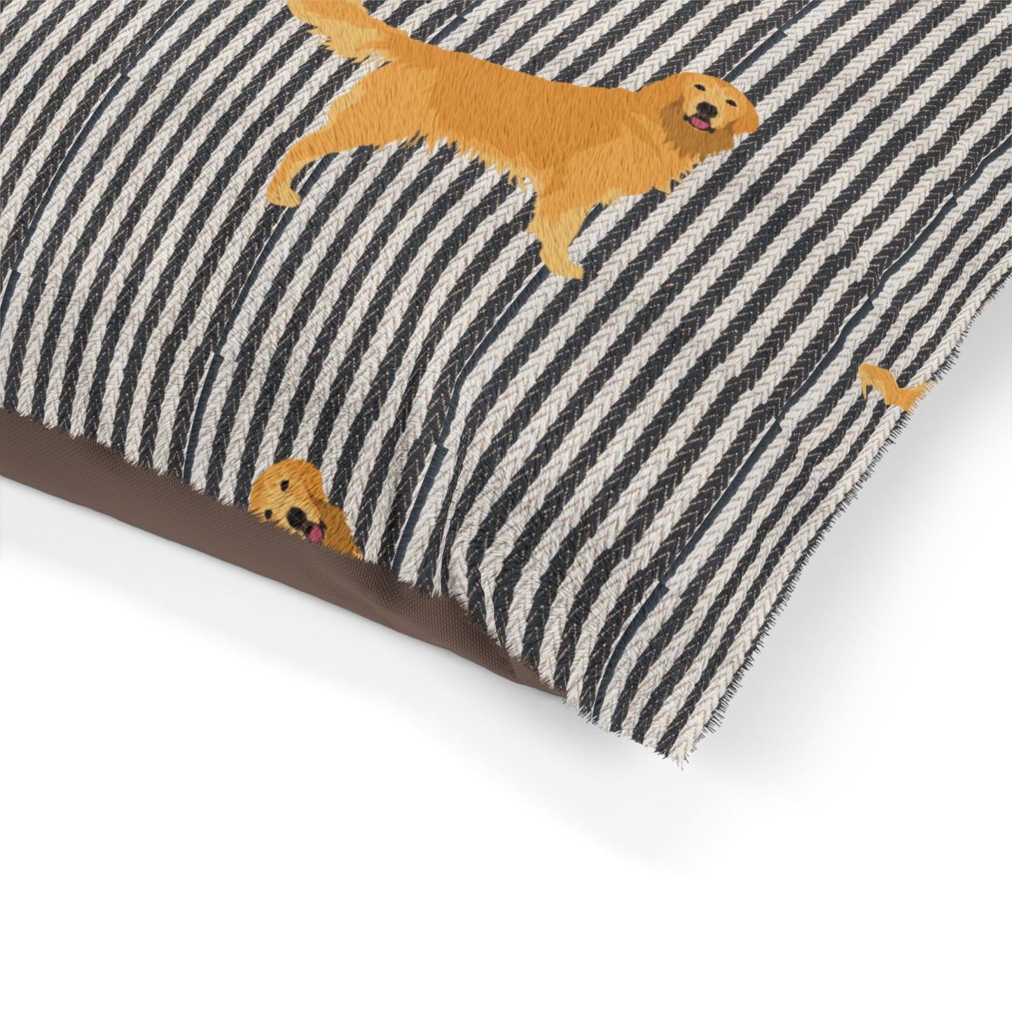 Cozy Golden Retriever Pet Bed - Comfortable Dog Cushion with Striped Design