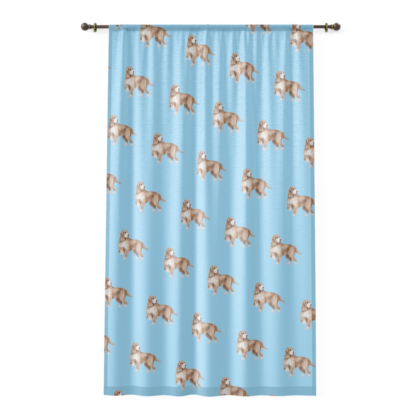Sheer "Cocker Spaniel" Design Pattern Window Curtain – Perfect for Dog Lovers