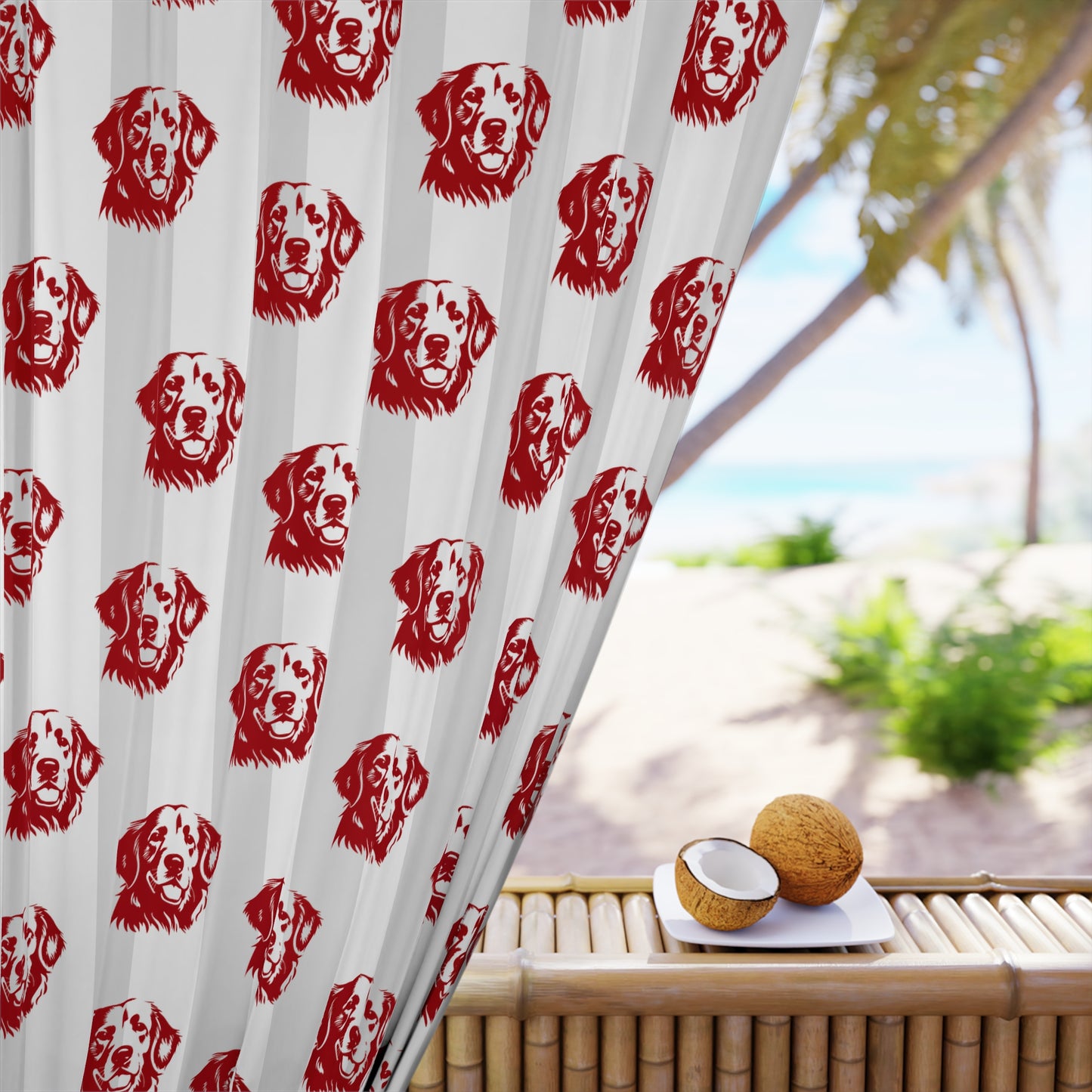 Dog Print Window Curtains "Golden Retriever" Design, Dog Lover Decor, Gift for Dog Owners