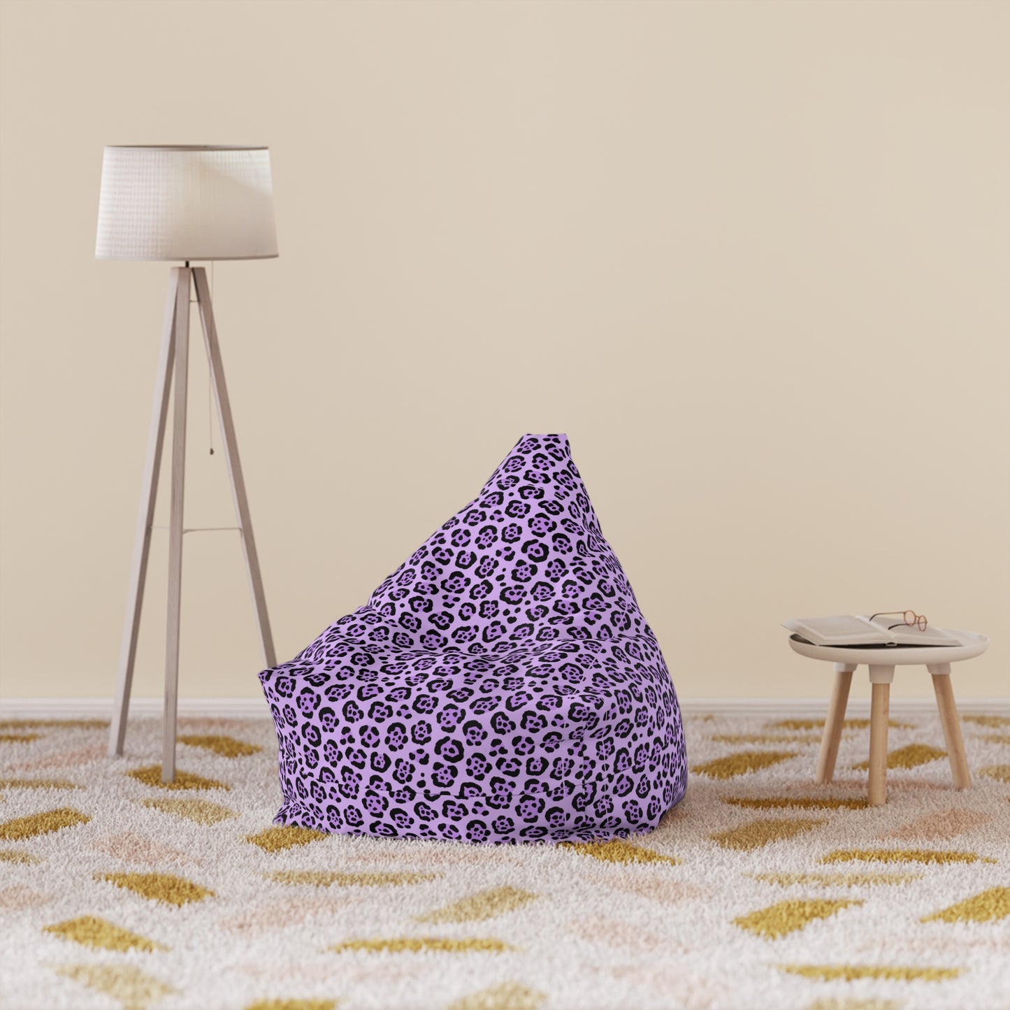 Purple Leopard Print Bean Bag Chair Cover - Cozy & Fun Home Accessory