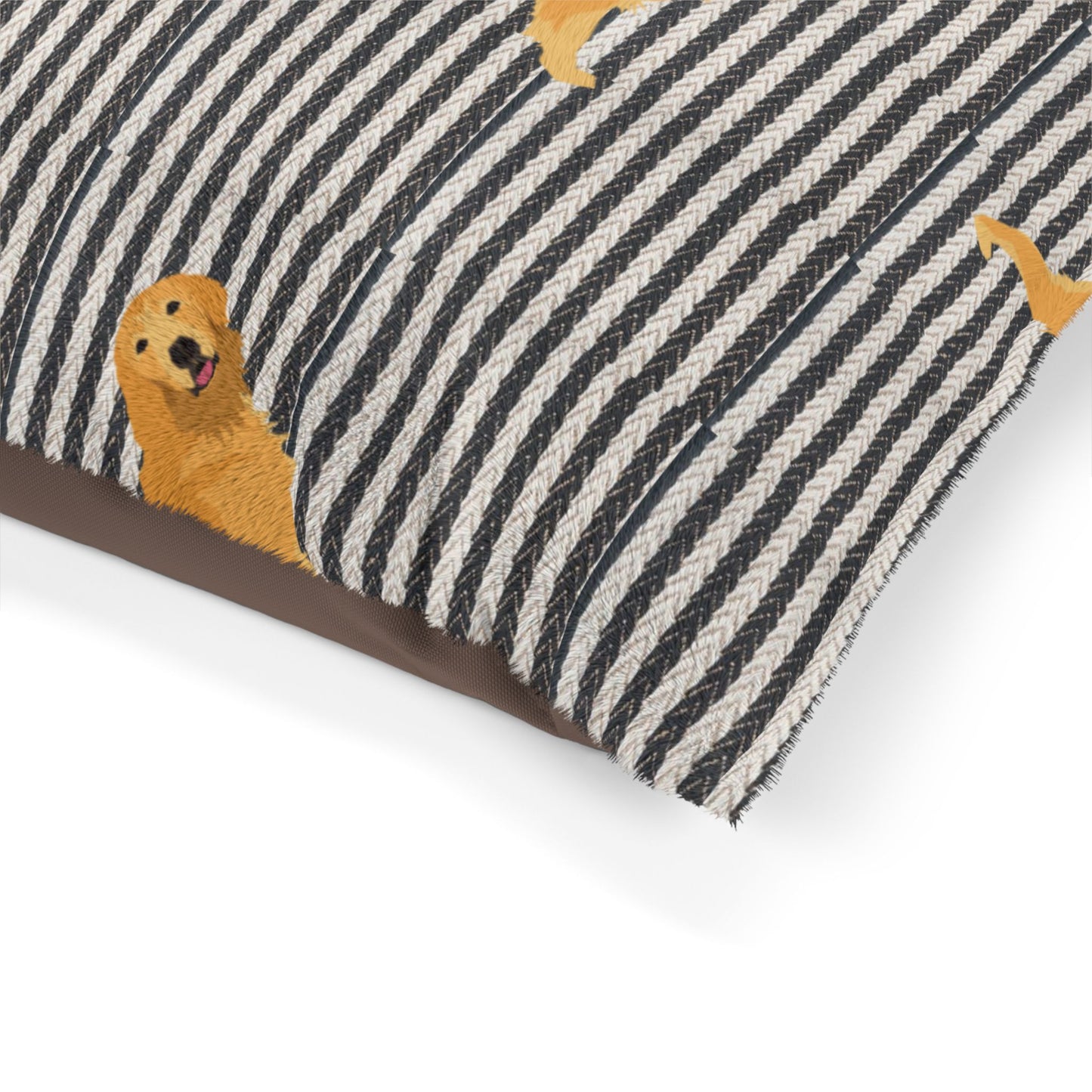 Cozy Golden Retriever Pet Bed - Comfortable Dog Cushion with Striped Design