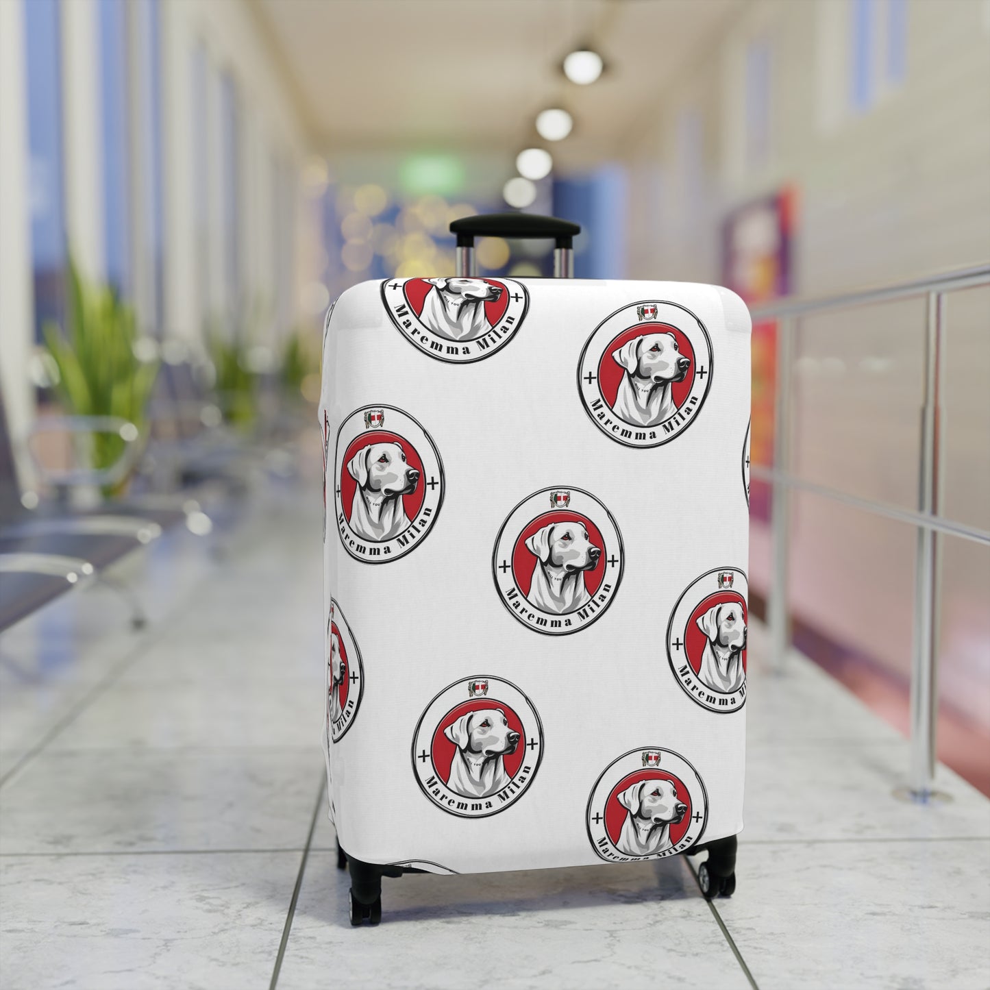 Designer Luggage Cover, Dog Lover Luggage Protector, Suitcase Cover Brand "Maremma Milan" Brand