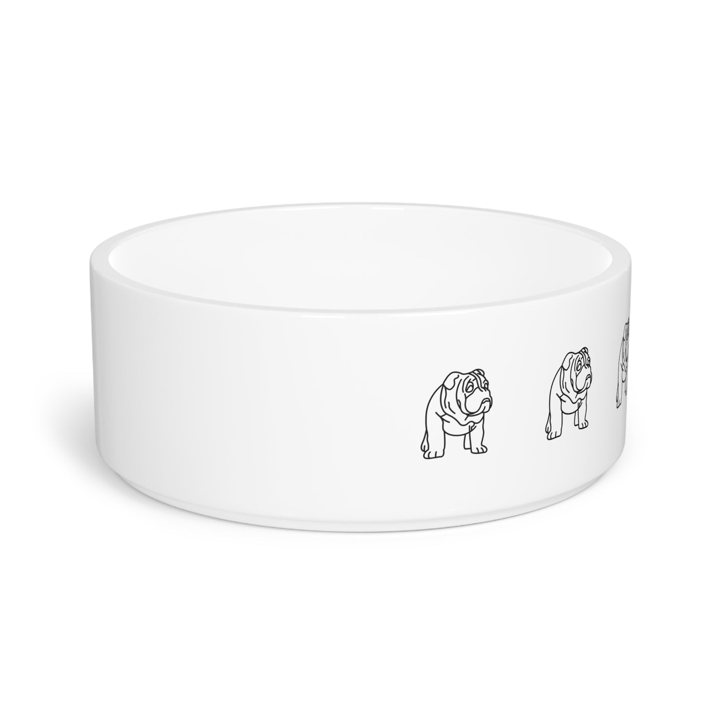 Ceramic Bowl "Bulldog" Collection 16oz Microwave Safe Dog Dish, Dog Feeding Bowl