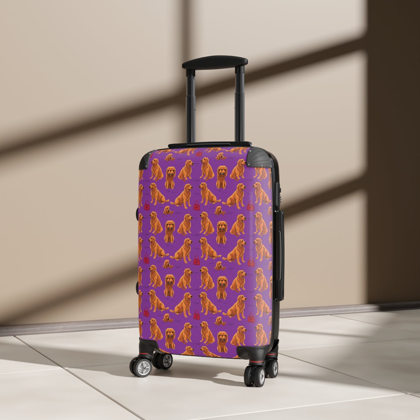 "Golden Retrievel" Pattern Travel Suitcase - Reinforced Lightweight Super Durable, Vacation Essential, Dog Theme Travel Gear