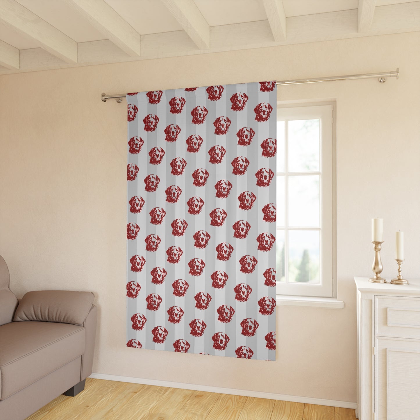 Dog Print Window Curtains "Golden Retriever" Design, Dog Lover Decor, Gift for Dog Owners