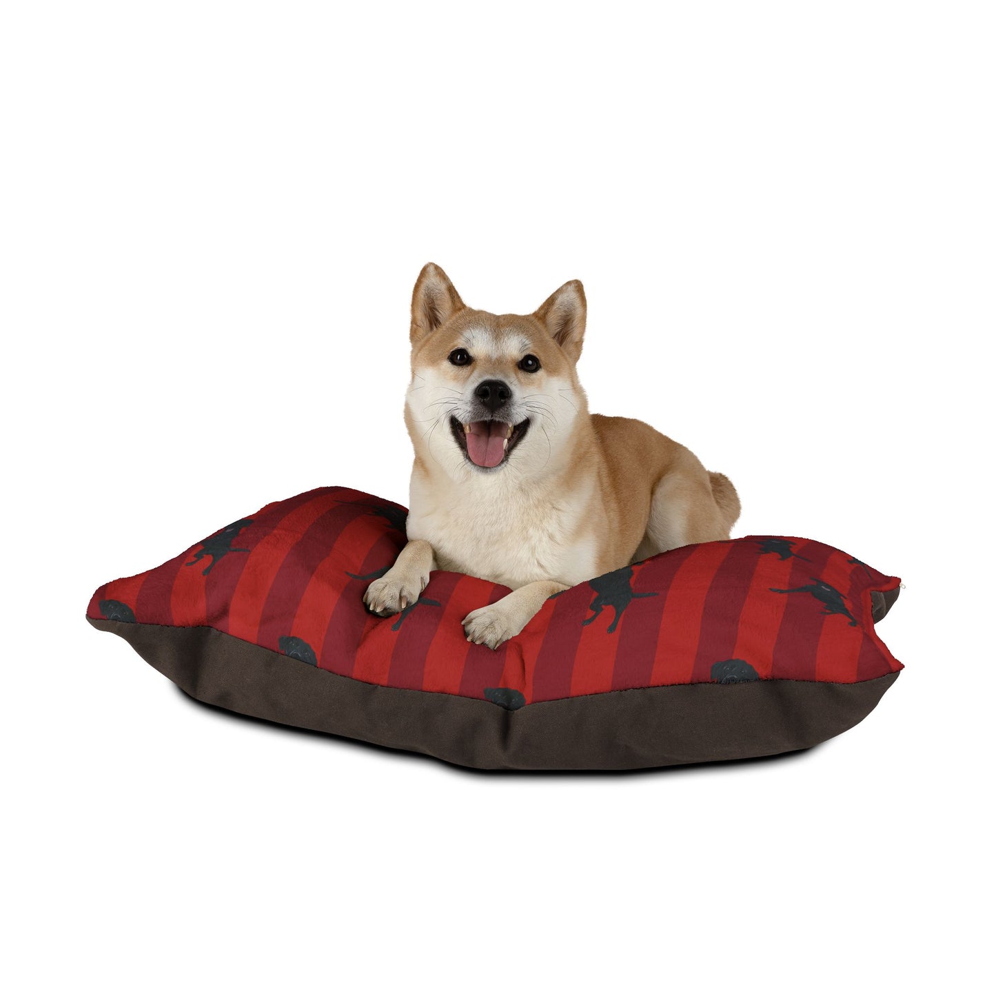 Cozy Dog Bed Shape Retaining, Premium Look and Fell Dog Pillow, Red Stripe "Labrador" Cushion, Maximum Relaxation Comfy Dog Bed