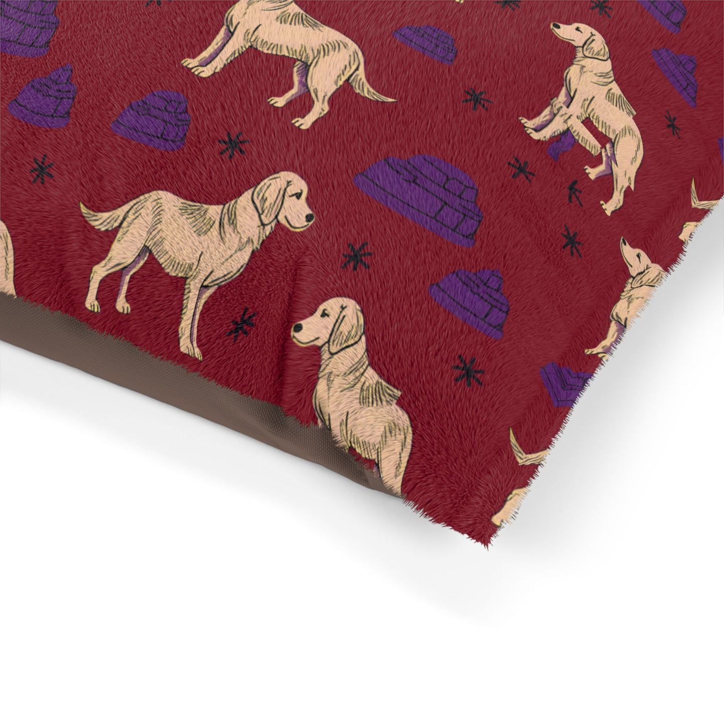 Dog Bed "Golden Retrievel" Pattern, Comfortable Dog Bed, Cotton Underside, Doggie Lounger