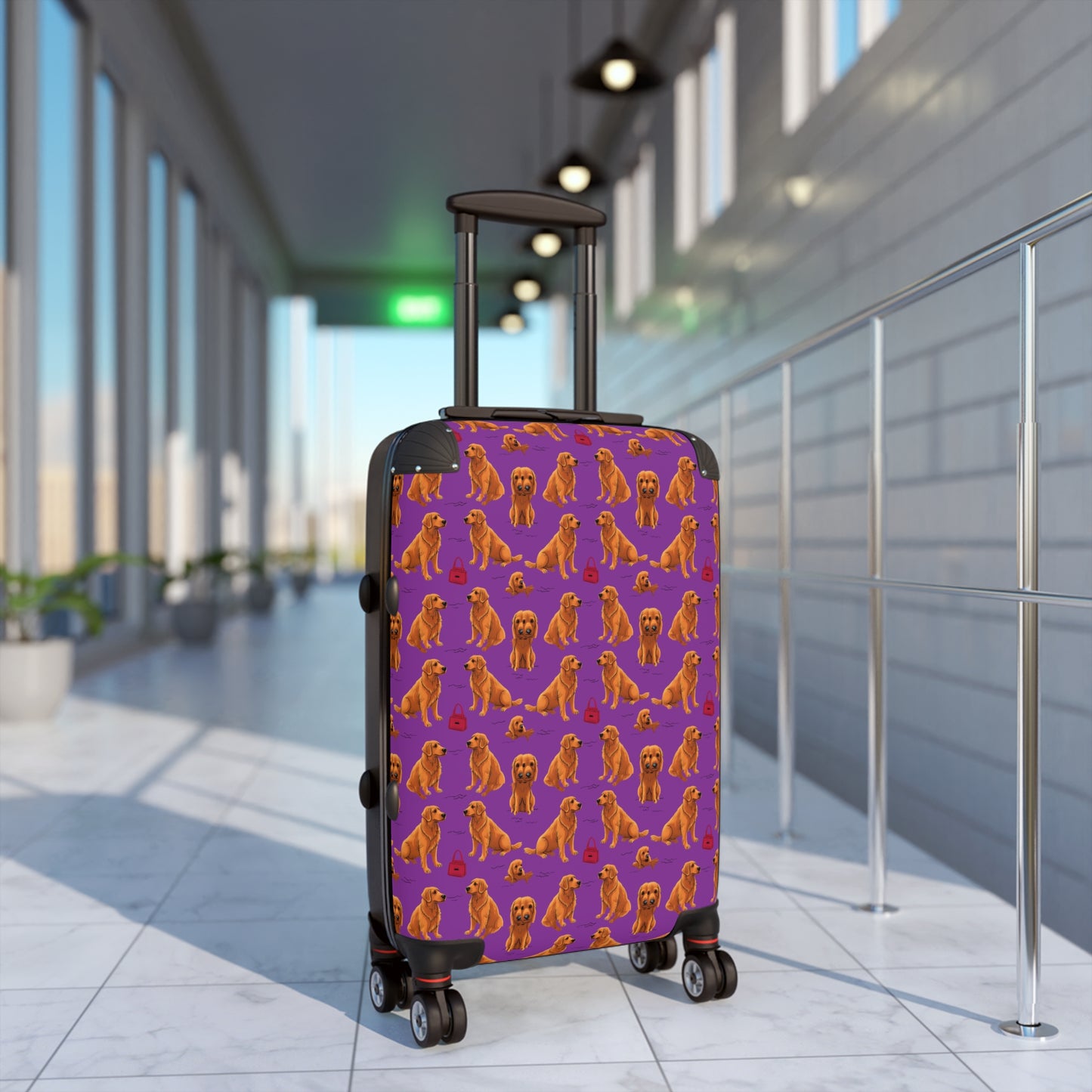 "Golden Retrievel" Pattern Travel Suitcase - Reinforced Lightweight Super Durable, Vacation Essential, Dog Theme Travel Gear