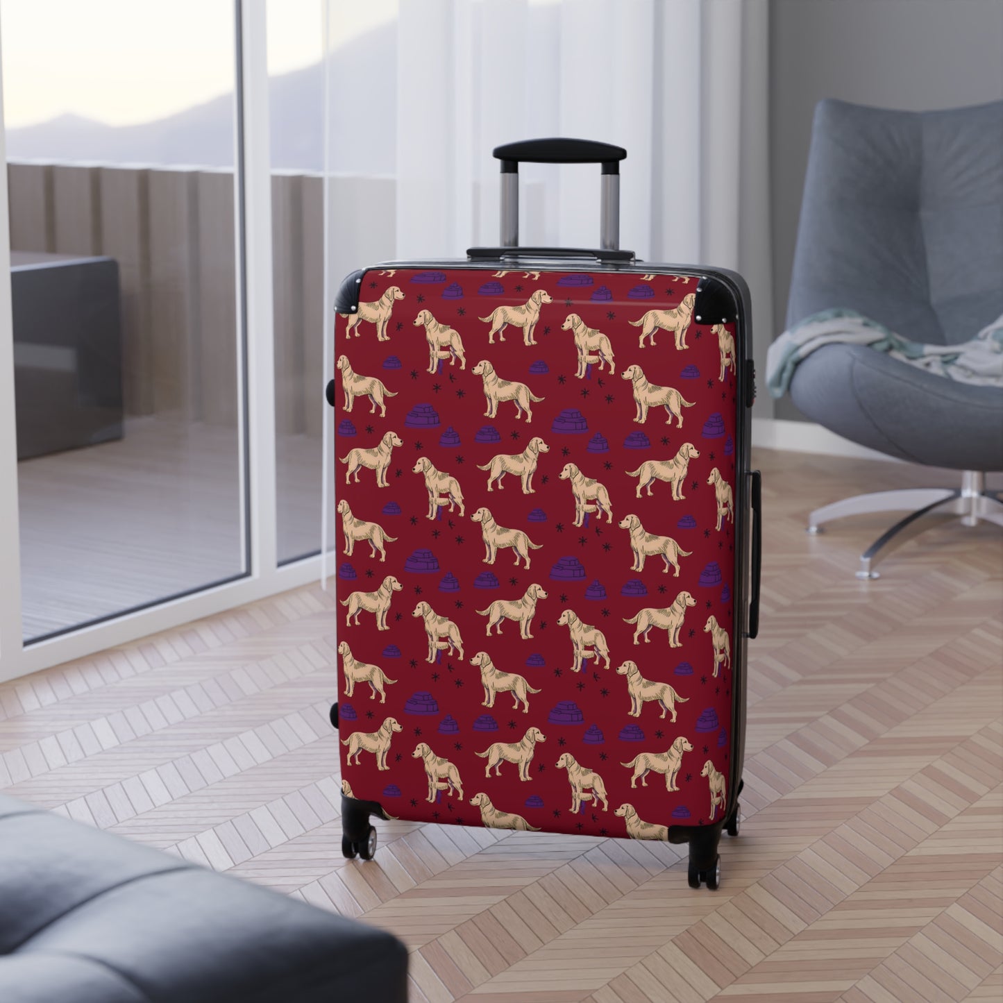 Suitcase with "Golden Retrievel" Design - Unique Luggage for Dog Lovers