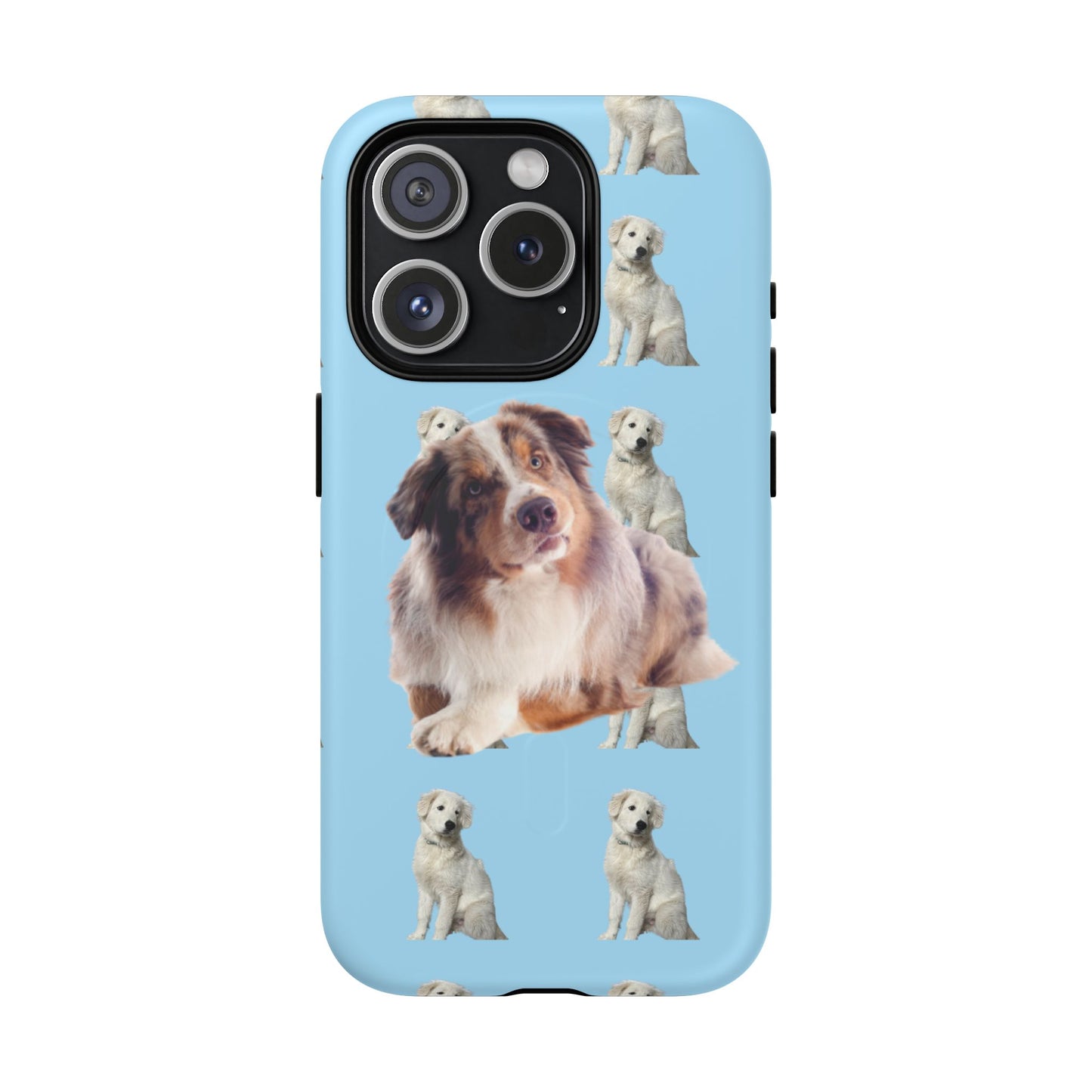 Tough Magnetic Phone Case - Australian Shepherd and Maremma = Blue Design
