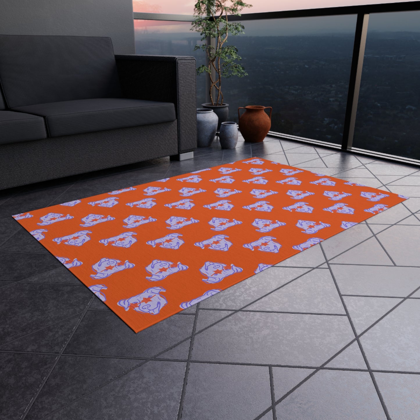 Vibrant Outdoor Rug with Playful Pet Design - Perfect for Patios and Porches