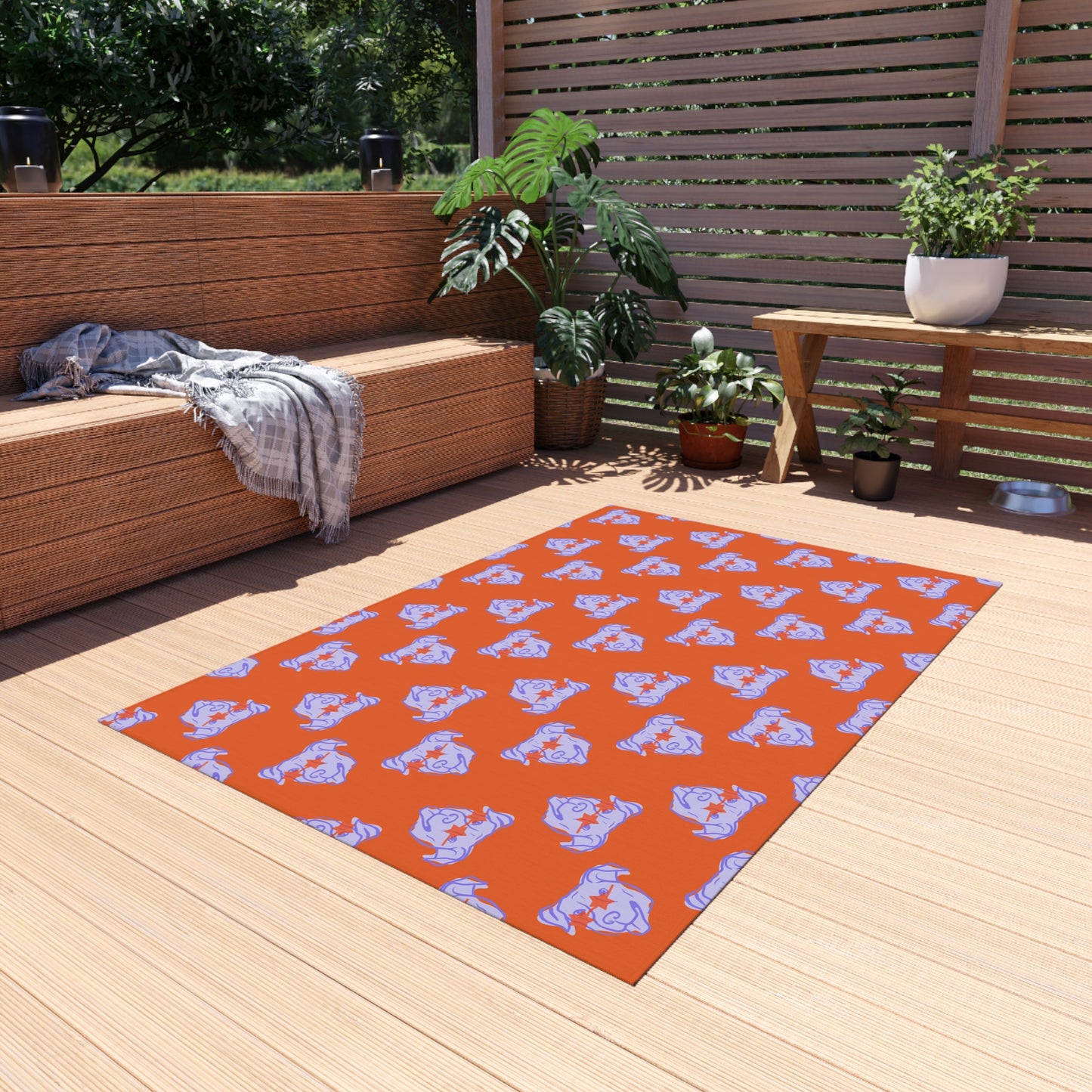 Vibrant Outdoor Rug with Playful Pet Design - Perfect for Patios and Porches