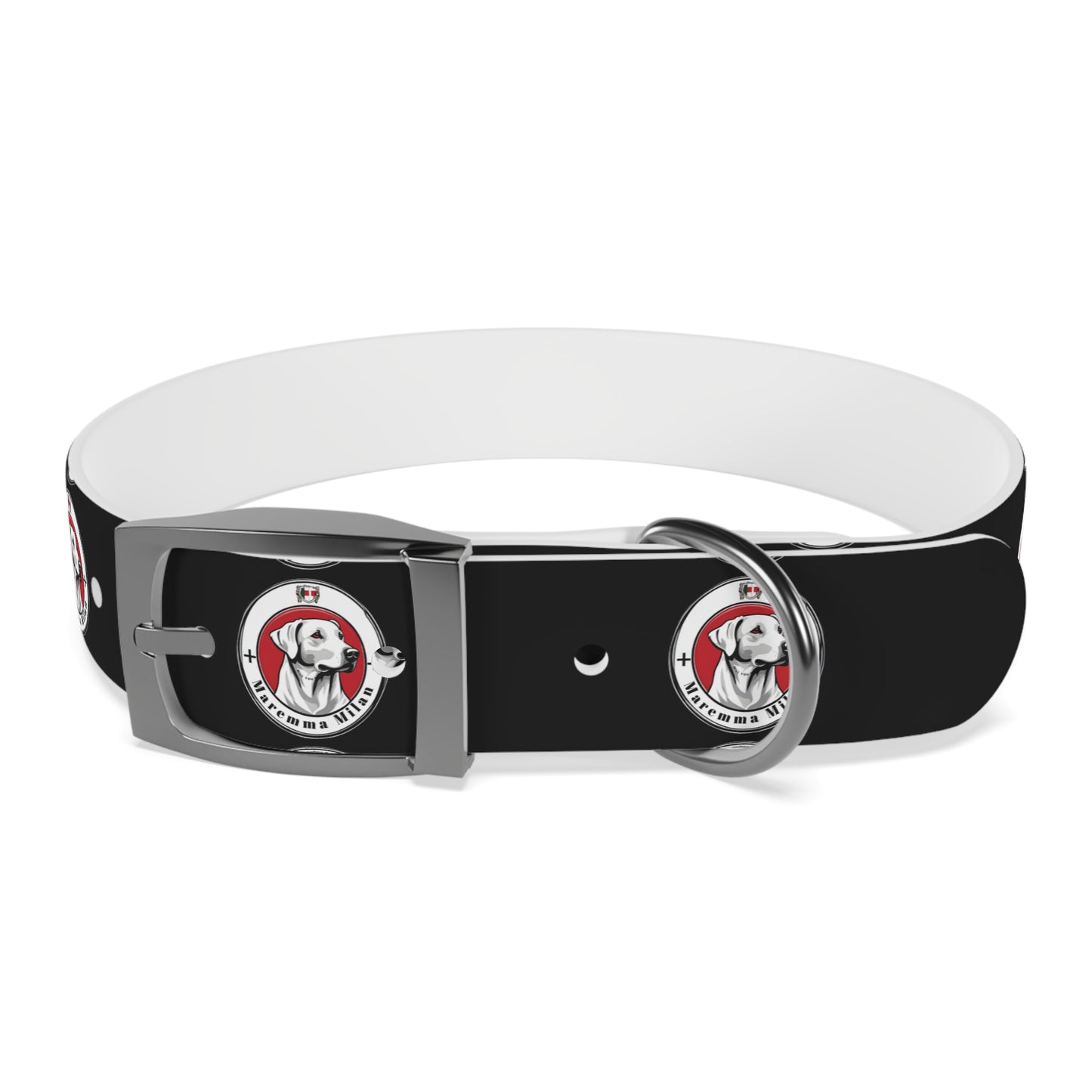 Dog Collar, Adjustable, Waterproff, Durable, Hypoallergenic Black Dog Collar with Maremma Logo,