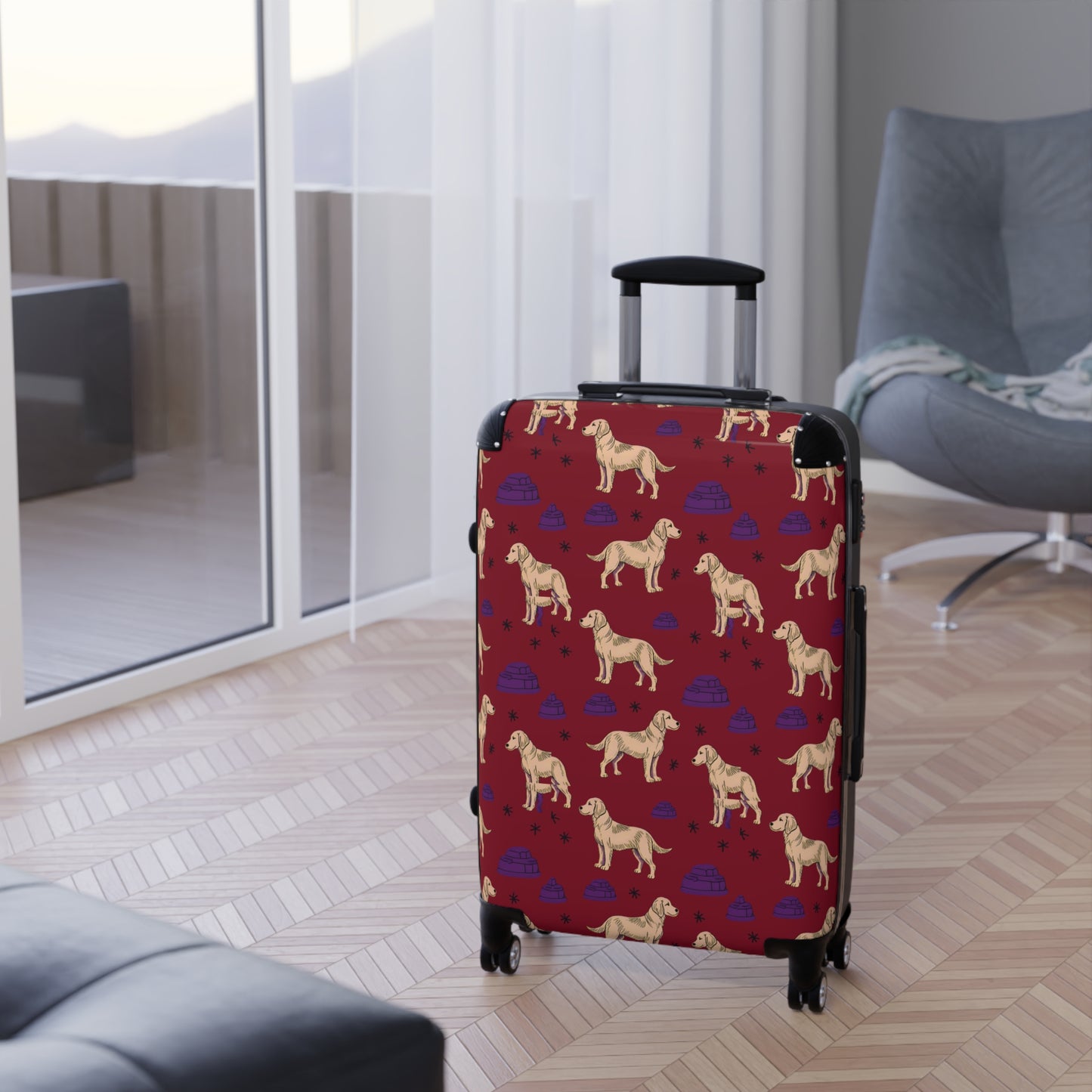 Suitcase with "Golden Retrievel" Design - Unique Luggage for Dog Lovers