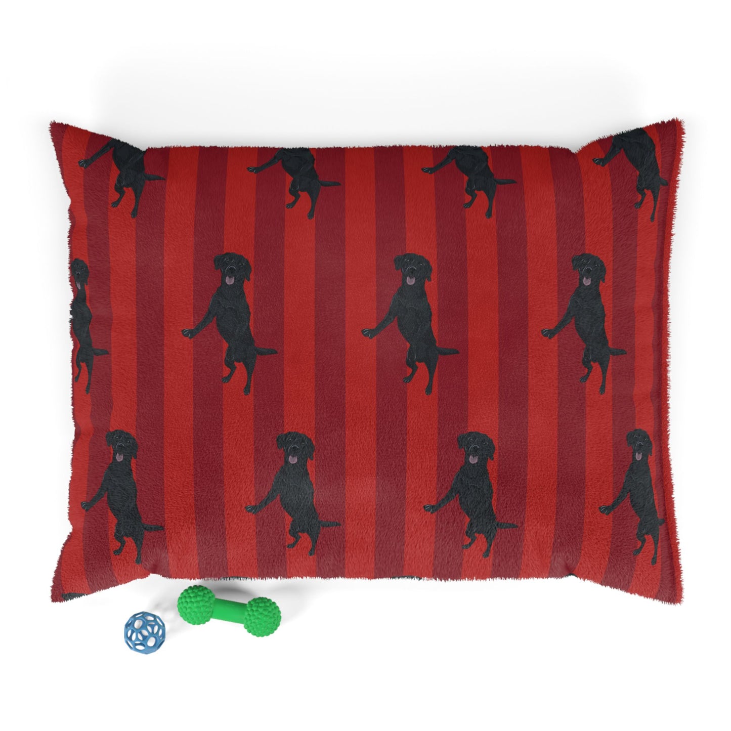Cozy Dog Bed Shape Retaining, Premium Look and Fell Dog Pillow, Red Stripe "Labrador" Cushion, Maximum Relaxation Comfy Dog Bed