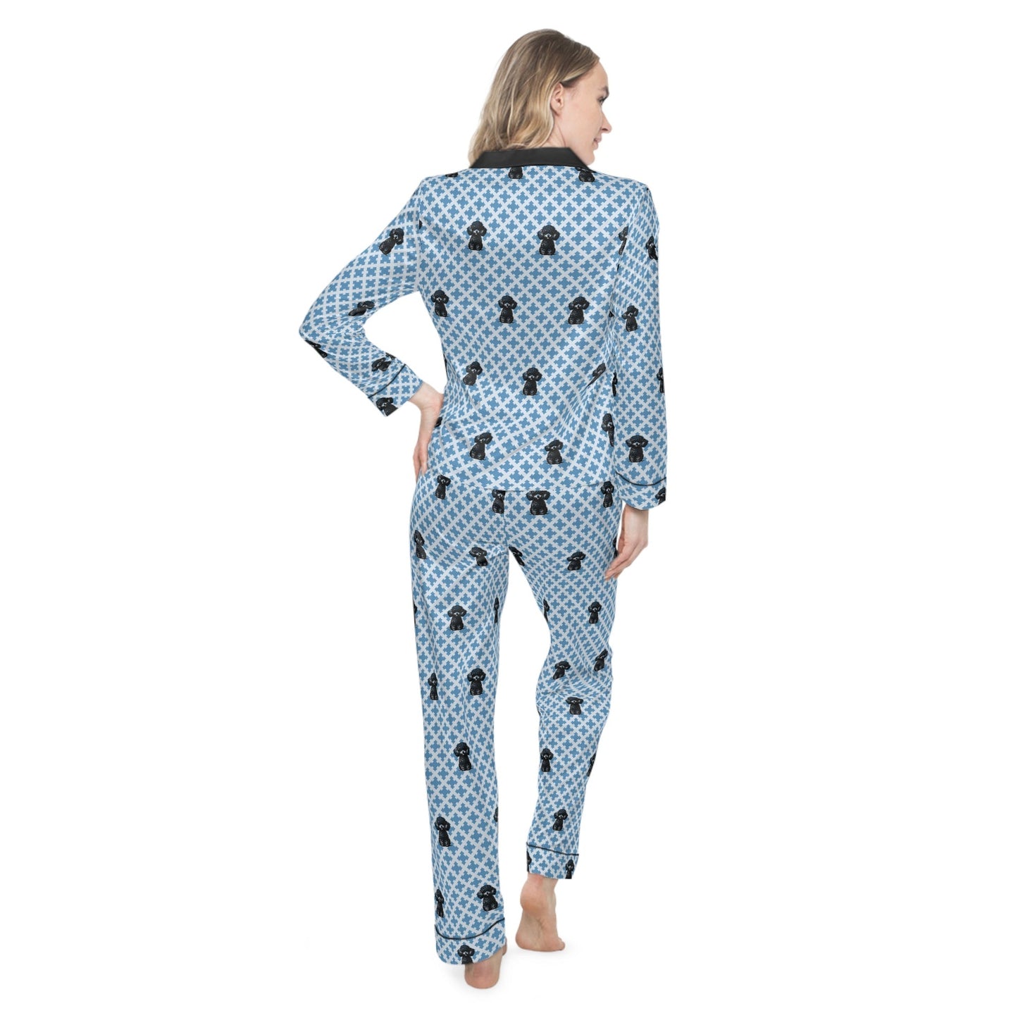 Blue Satin Pajama Set - Unisex Luxe Lightweight Travel Sleepwear