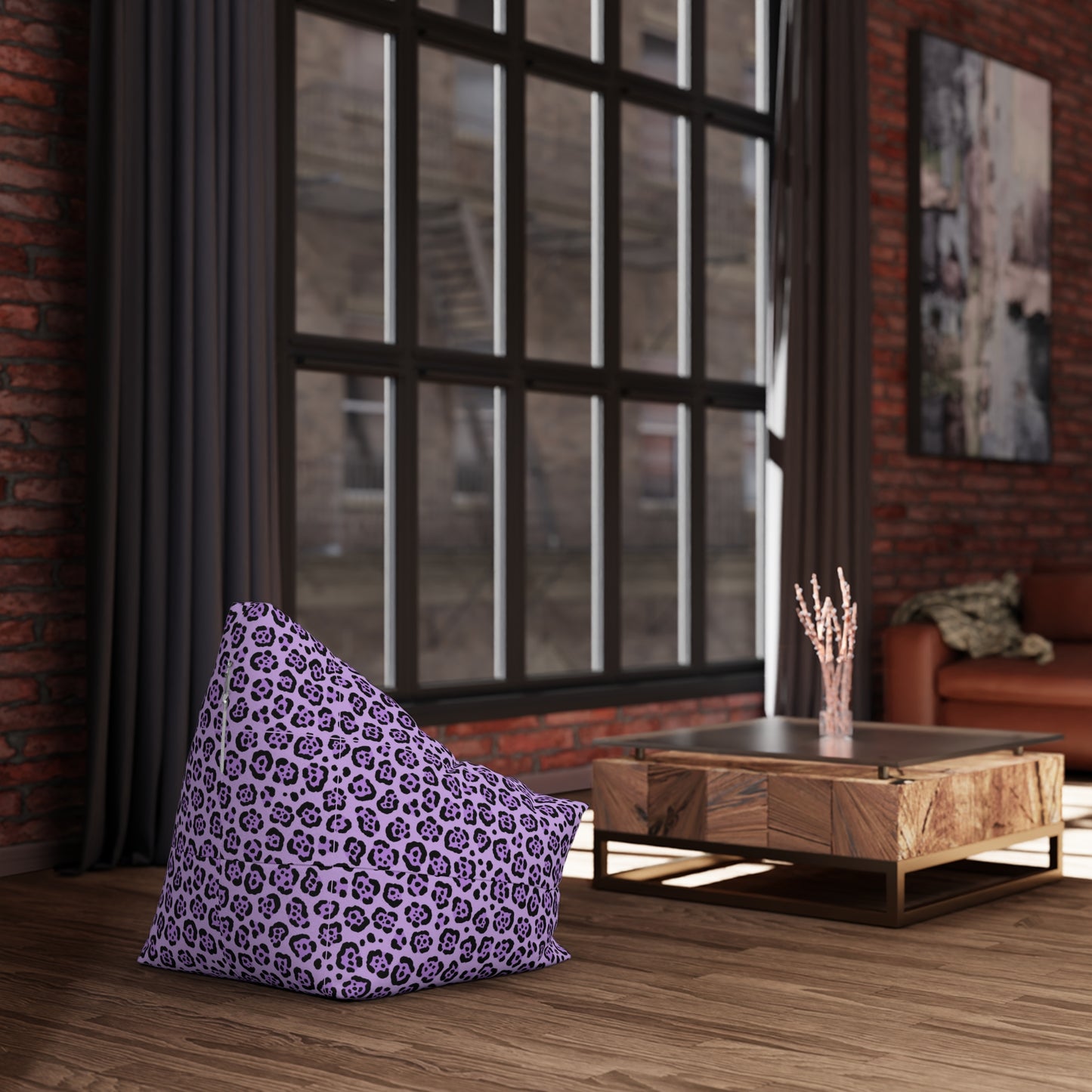 Purple Leopard Print Bean Bag Chair Cover - Cozy & Fun Home Accessory