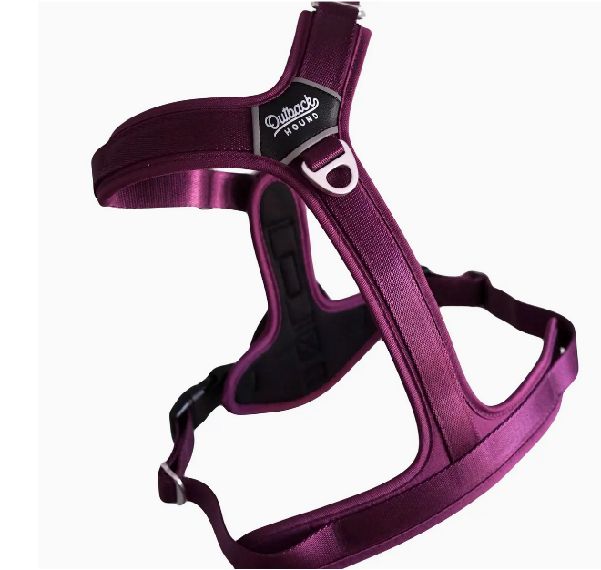 Ultra Lite Comfort Dog Harness Hypoallergenic in Plum With Multiple Attachment Points