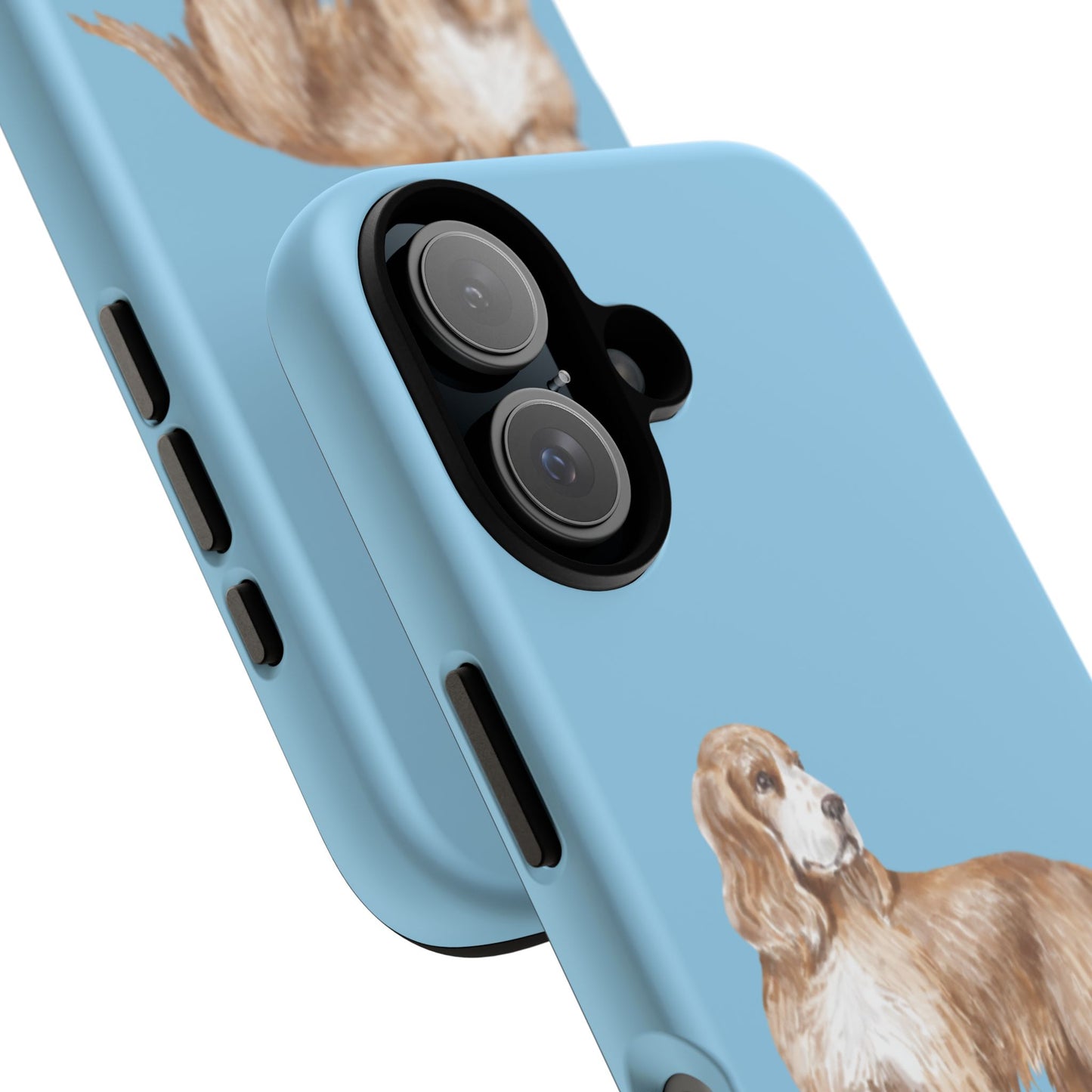Phone Case Dual Layer "Cocker Spaniel", Durable, Silicon Liner, Custom Pet Case, Cute Dog Phone Cover, Tough Phone Case, Gift for Dog Owners, Blue Dog Design