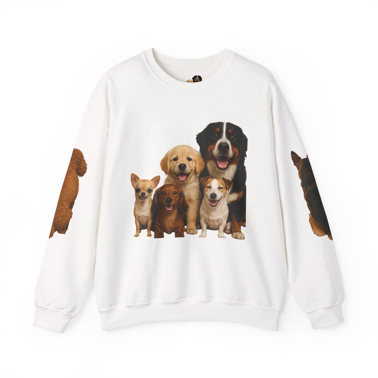 Dog Pack Cotton Crewneck Sweatshirt OEKO-TEX Certified – Cute Puppy Family Print