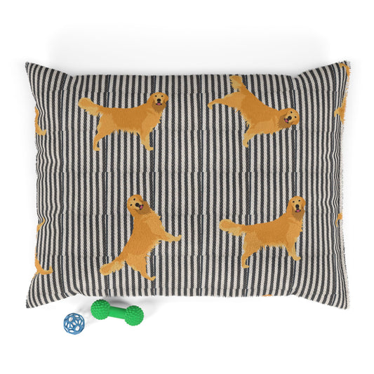 Cozy Golden Retriever Pet Bed - Comfortable Dog Cushion with Striped Design