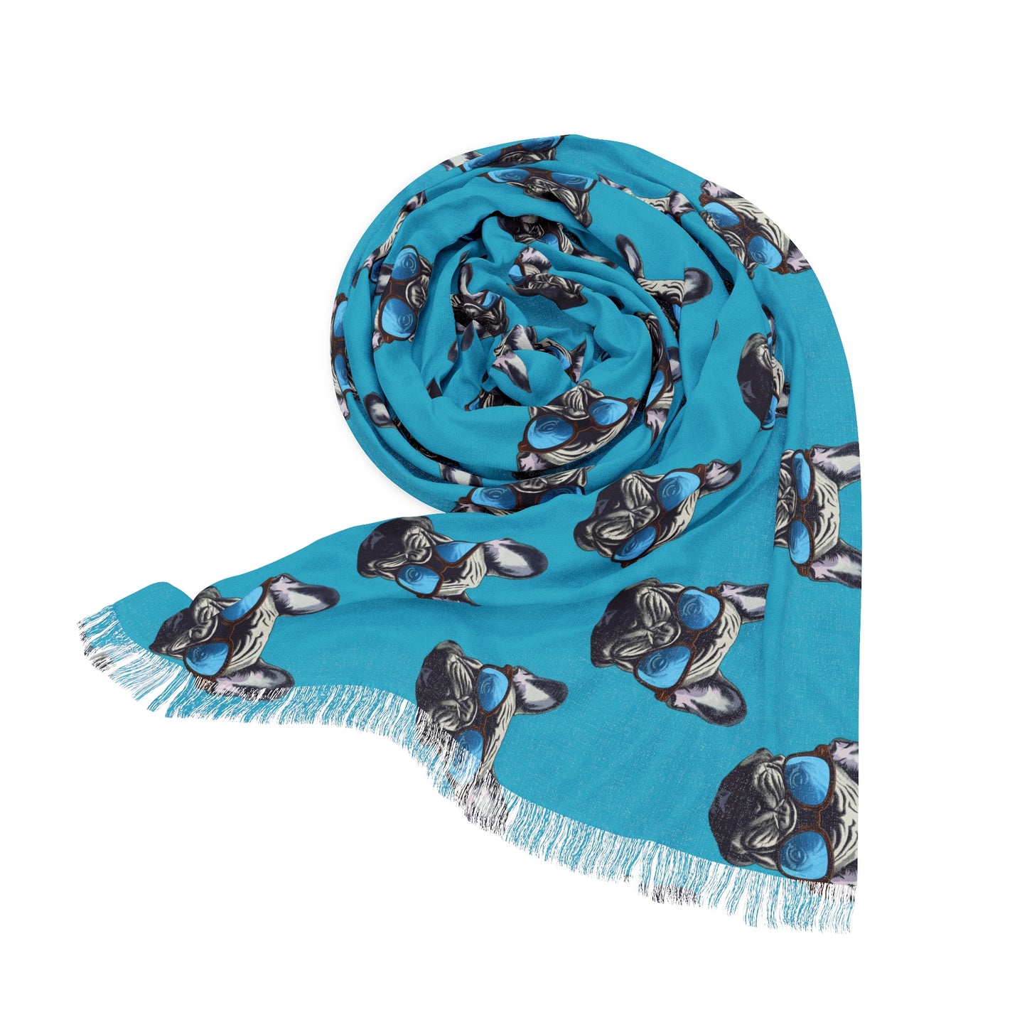 Scarf, Light, "French Bulldog" Design, Durable, Trendy Travel Accessory, Gift for Dog Owners