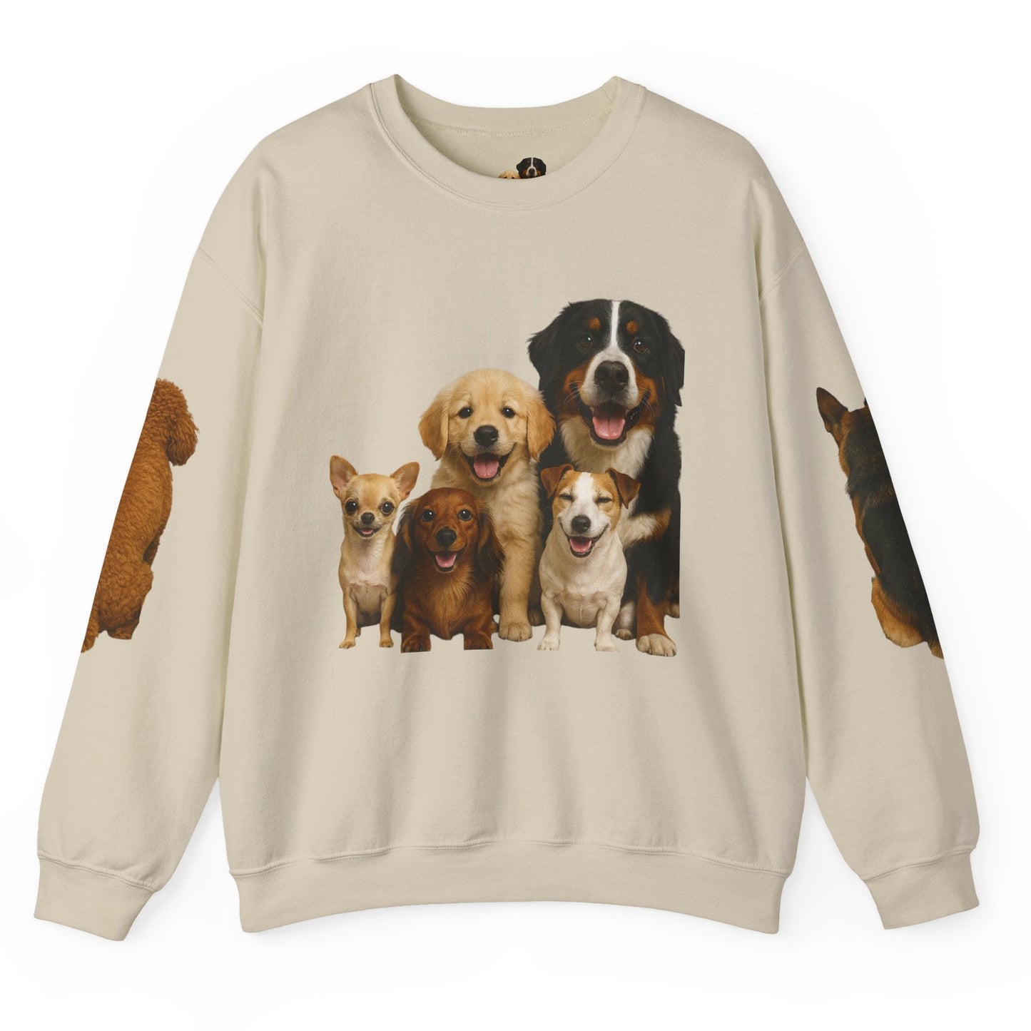 Dog Pack Cotton Crewneck Sweatshirt OEKO-TEX Certified – Cute Puppy Family Print