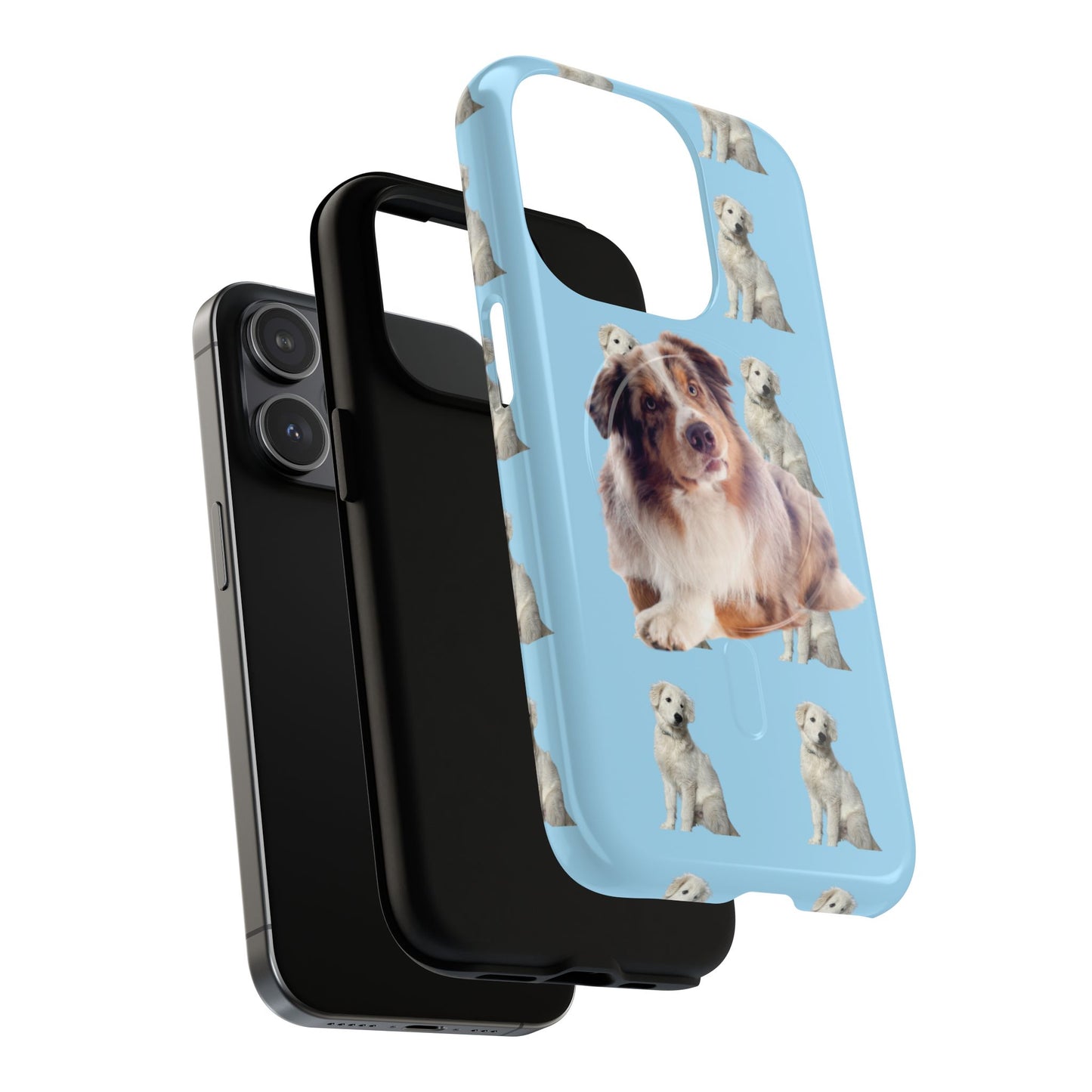 Tough Magnetic Phone Case - Australian Shepherd and Maremma = Blue Design