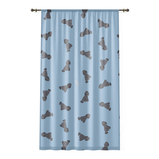 Window Curtain — Blue Puppy Pattern Sheer Curtain for Nursery & Kids’ Room