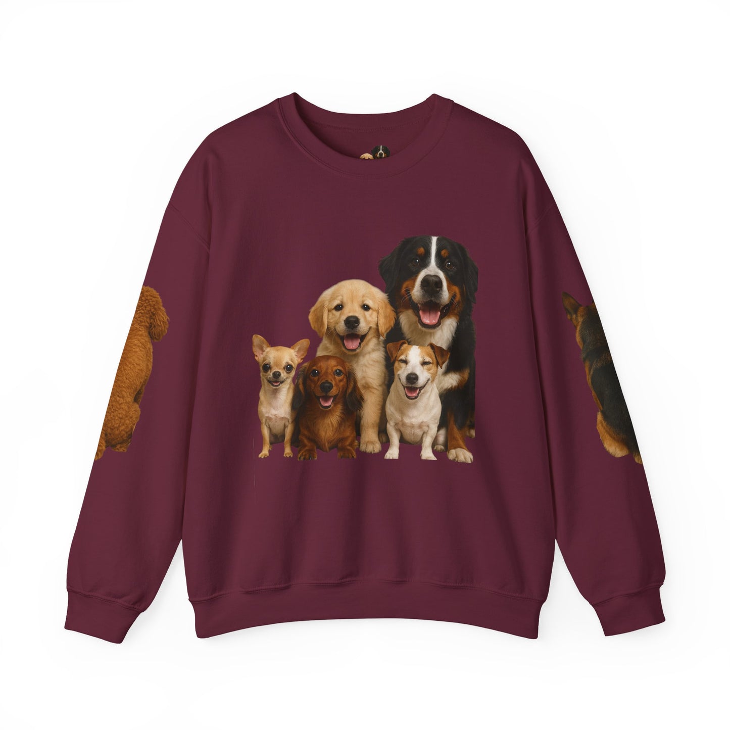 Dog Pack Cotton Crewneck Sweatshirt OEKO-TEX Certified – Cute Puppy Family Print