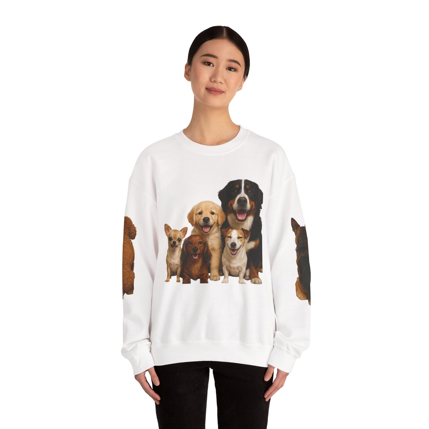 Dog Pack Cotton Crewneck Sweatshirt OEKO-TEX Certified – Cute Puppy Family Print
