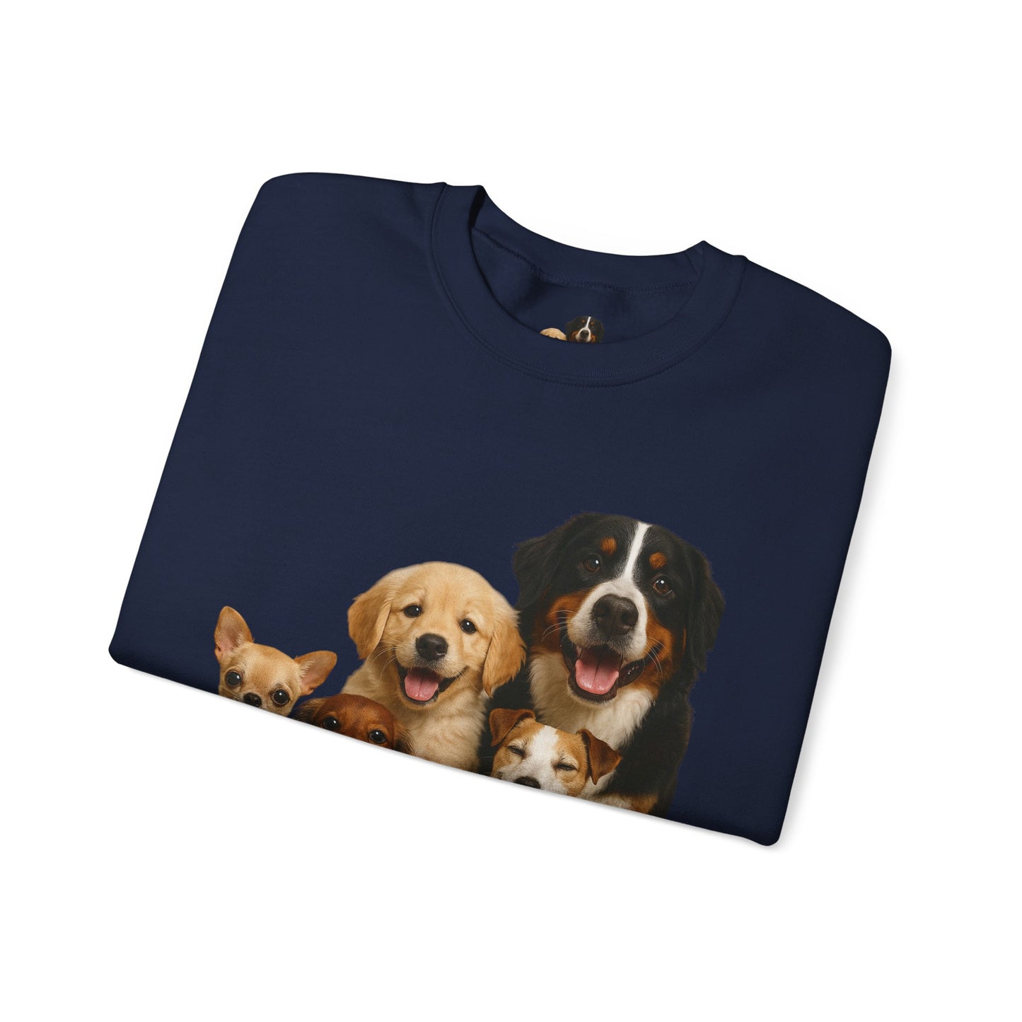 Dog Pack Cotton Crewneck Sweatshirt OEKO-TEX Certified – Cute Puppy Family Print