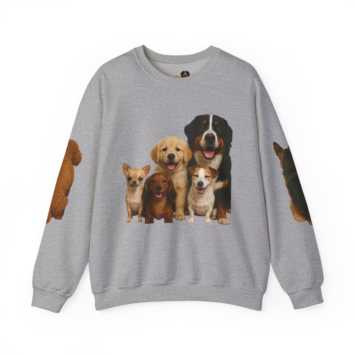Dog Pack Cotton Crewneck Sweatshirt OEKO-TEX Certified – Cute Puppy Family Print