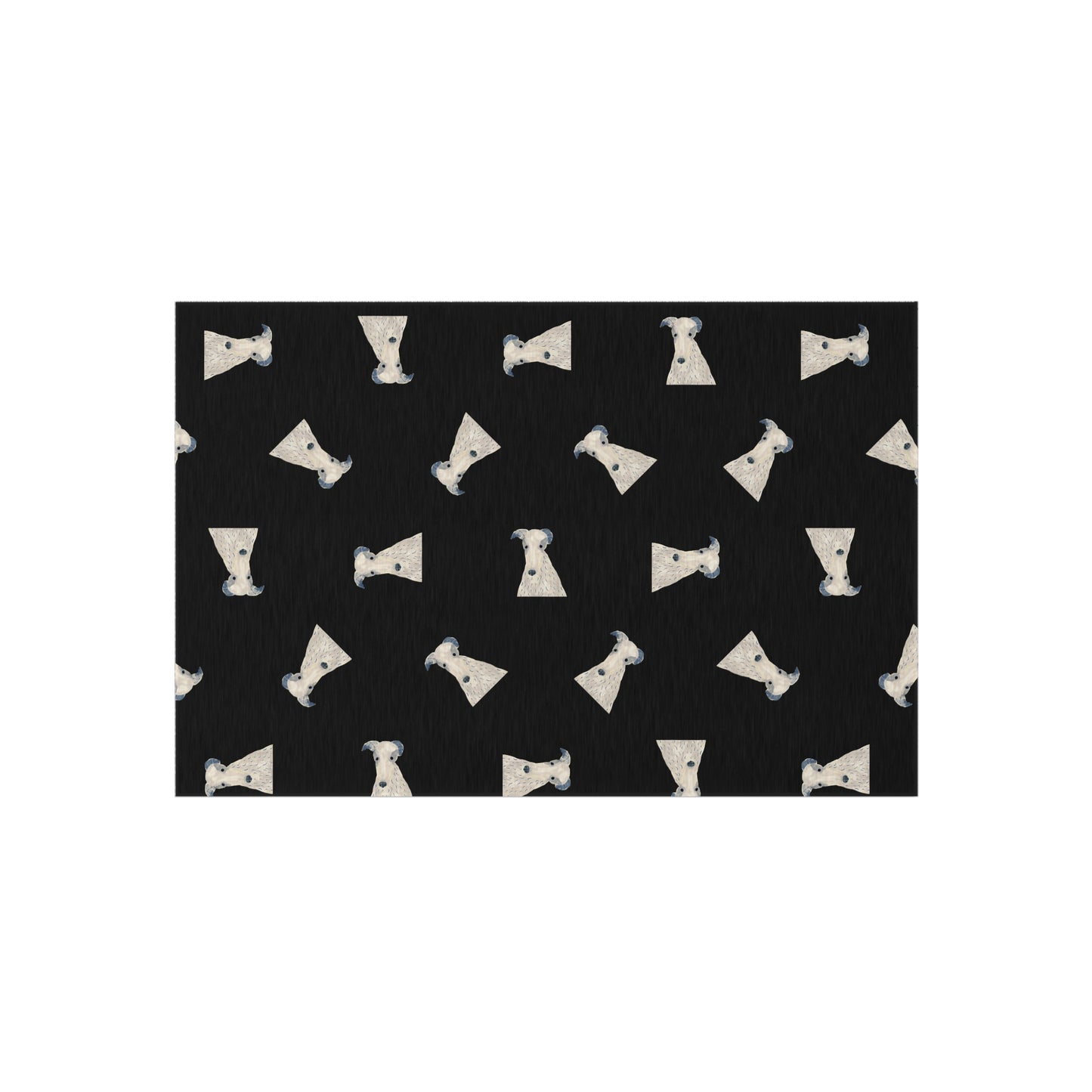 Outdoor Rug Non-slip Backing Soft Touch  — Playful Dog Pattern on Black (Durable Patio Rug))
