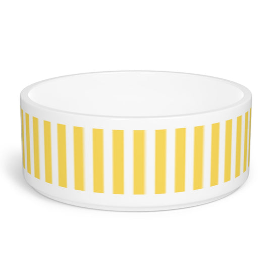 Modern Ceramic Yellow Striped Dog Bowl "Portofino Dogs" - Stylish Dish for Dogs Dishwasher-Safe