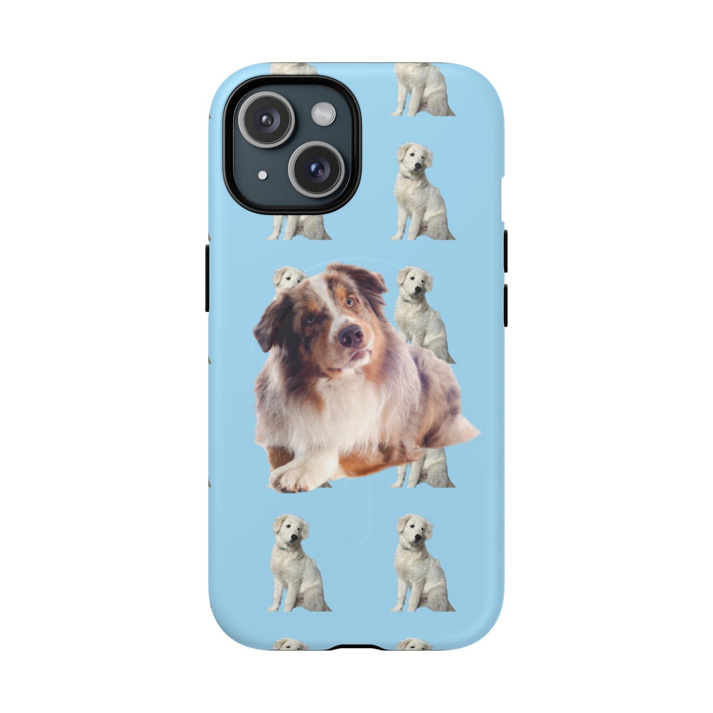 Tough Magnetic Phone Case - Australian Shepherd and Maremma = Blue Design